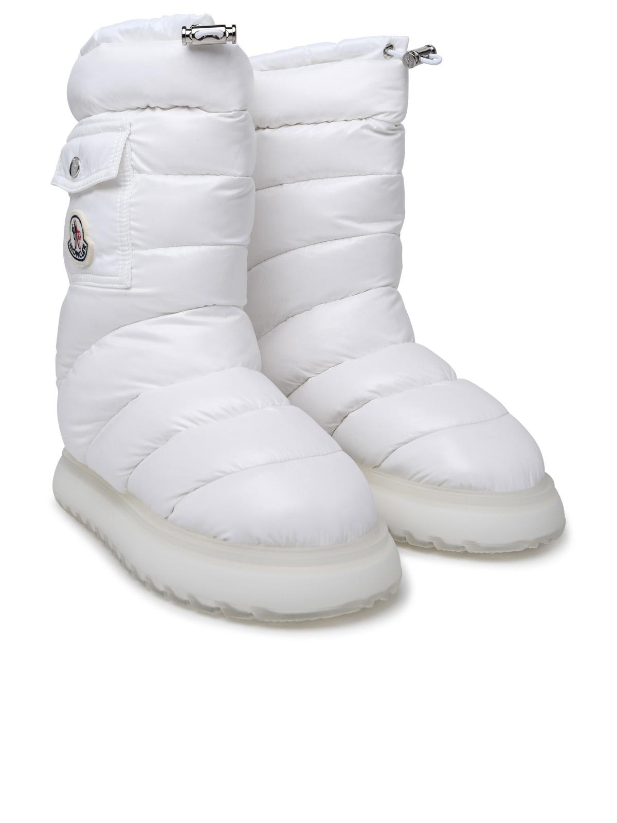 Shop Moncler Gaia Pocket Mid Boots In White Laqué Nylon