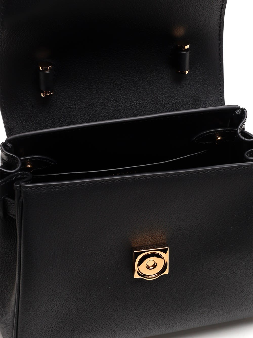 Shop Versace Small La Medusa Handbag In Black- Gold