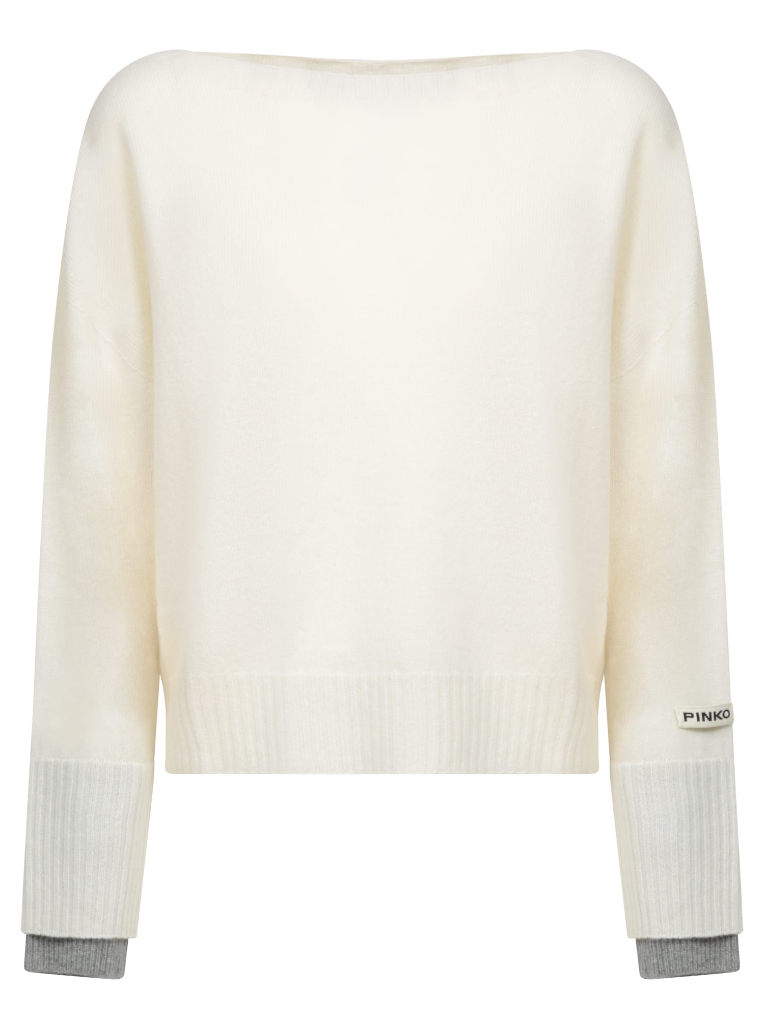 Shop Pinko Cashmere And Wool White/grey Sweater