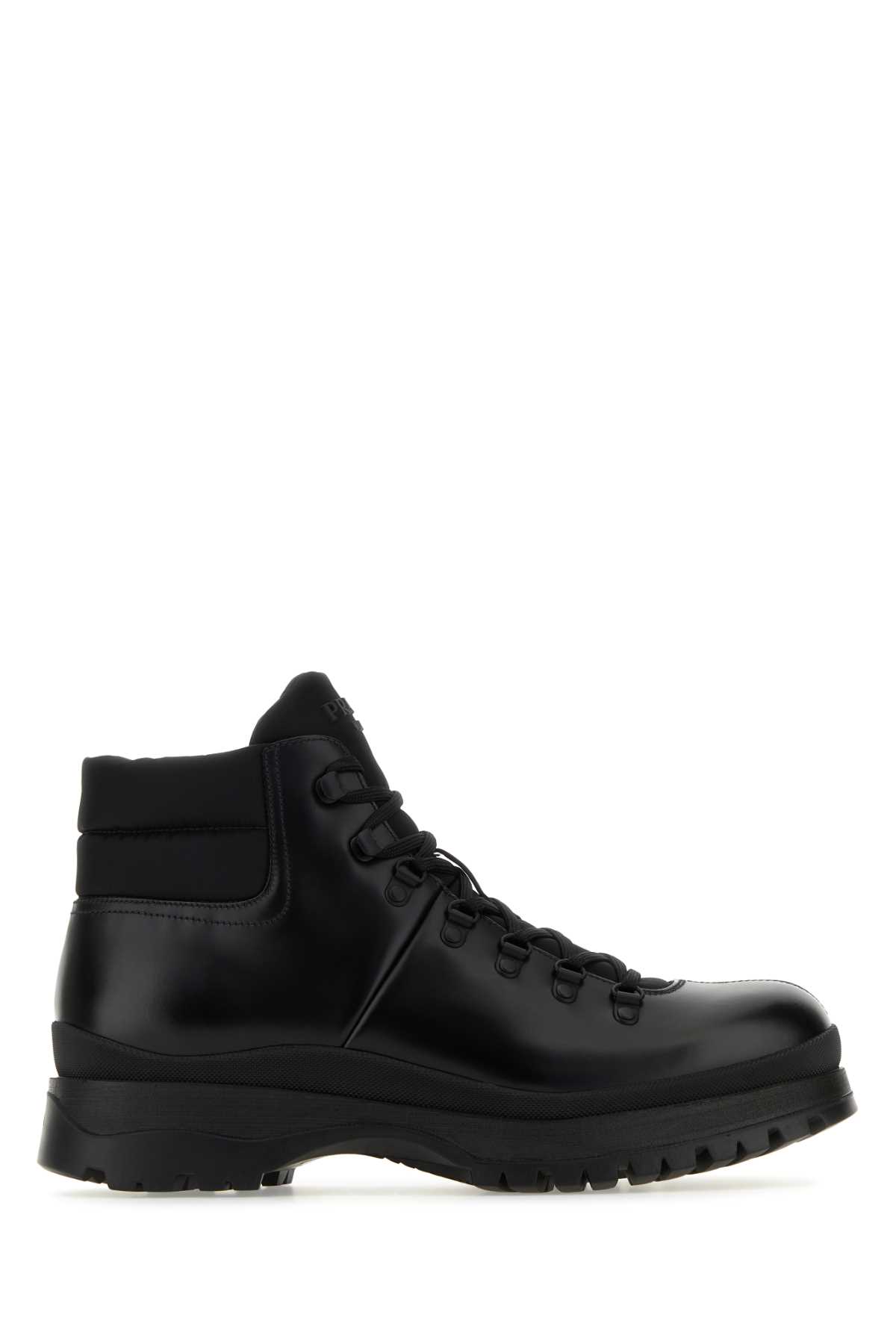 Shop Prada Black Re-nylon And Leather Brixxen Ankle Boots In F0002