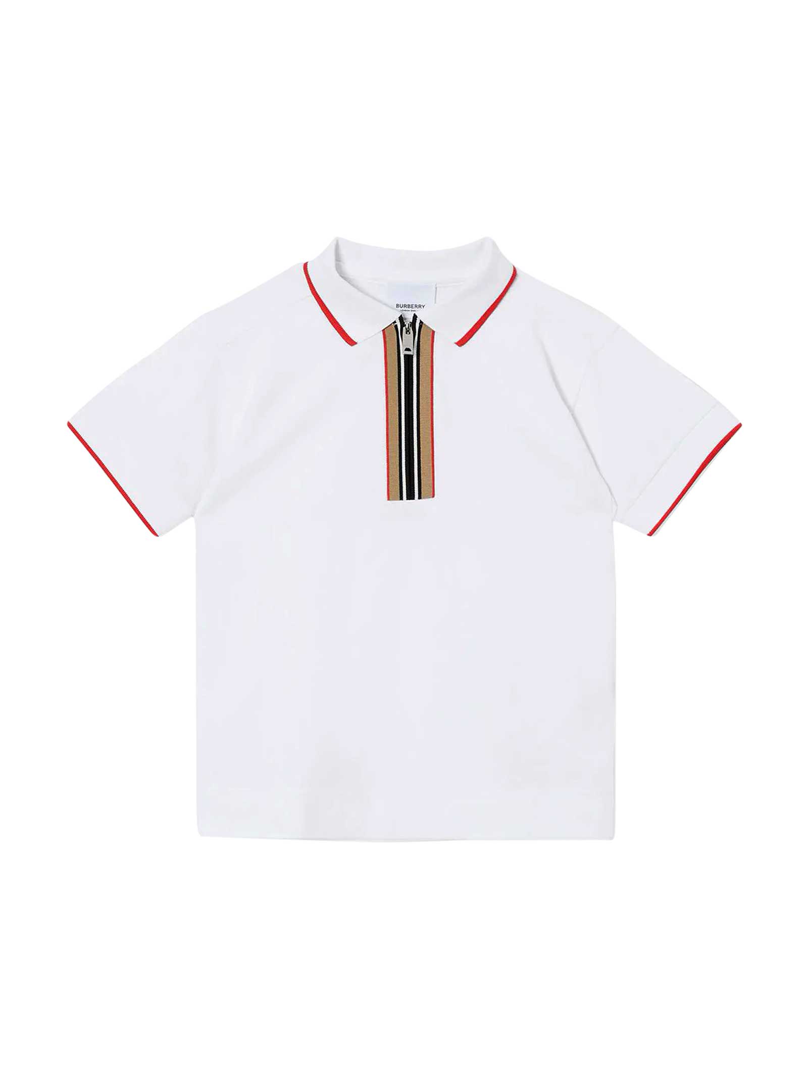 BURBERRY POLO SHIRT WITH STRIPED DETAIL,8036412 A1464