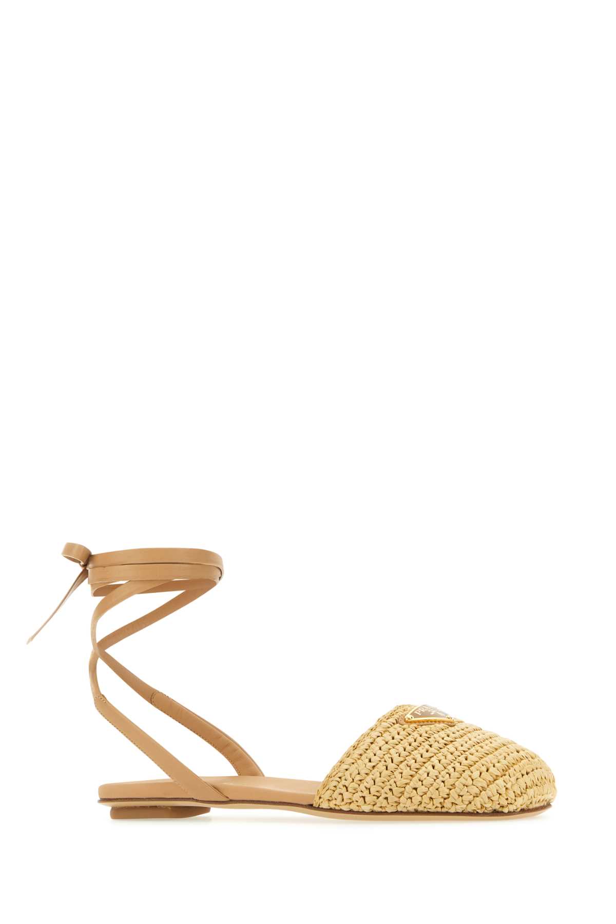 Shop Prada Beige Raffia Sandals In Naturale