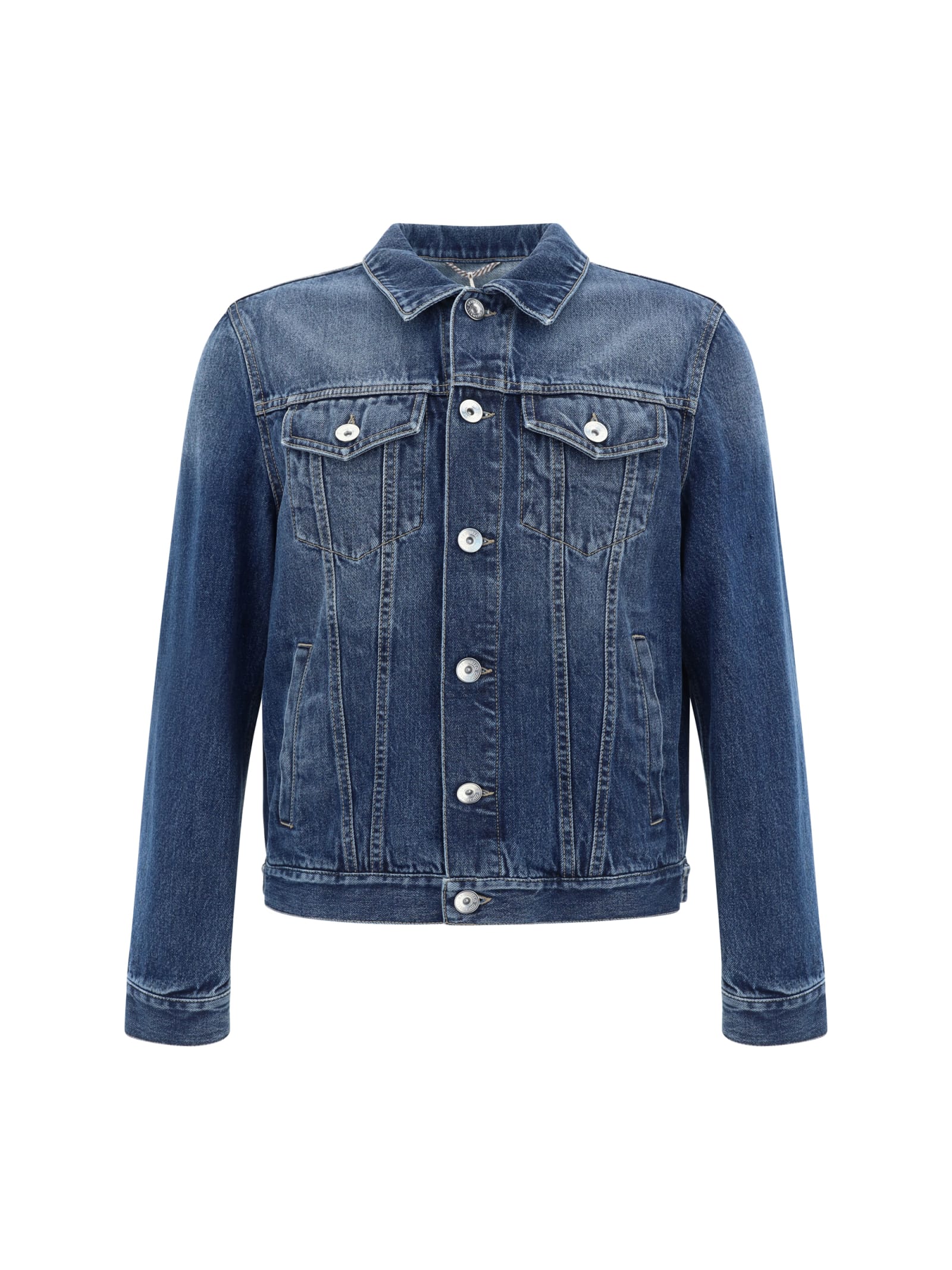 Shop Brunello Cucinelli Denim Jacket In Medio Vintage