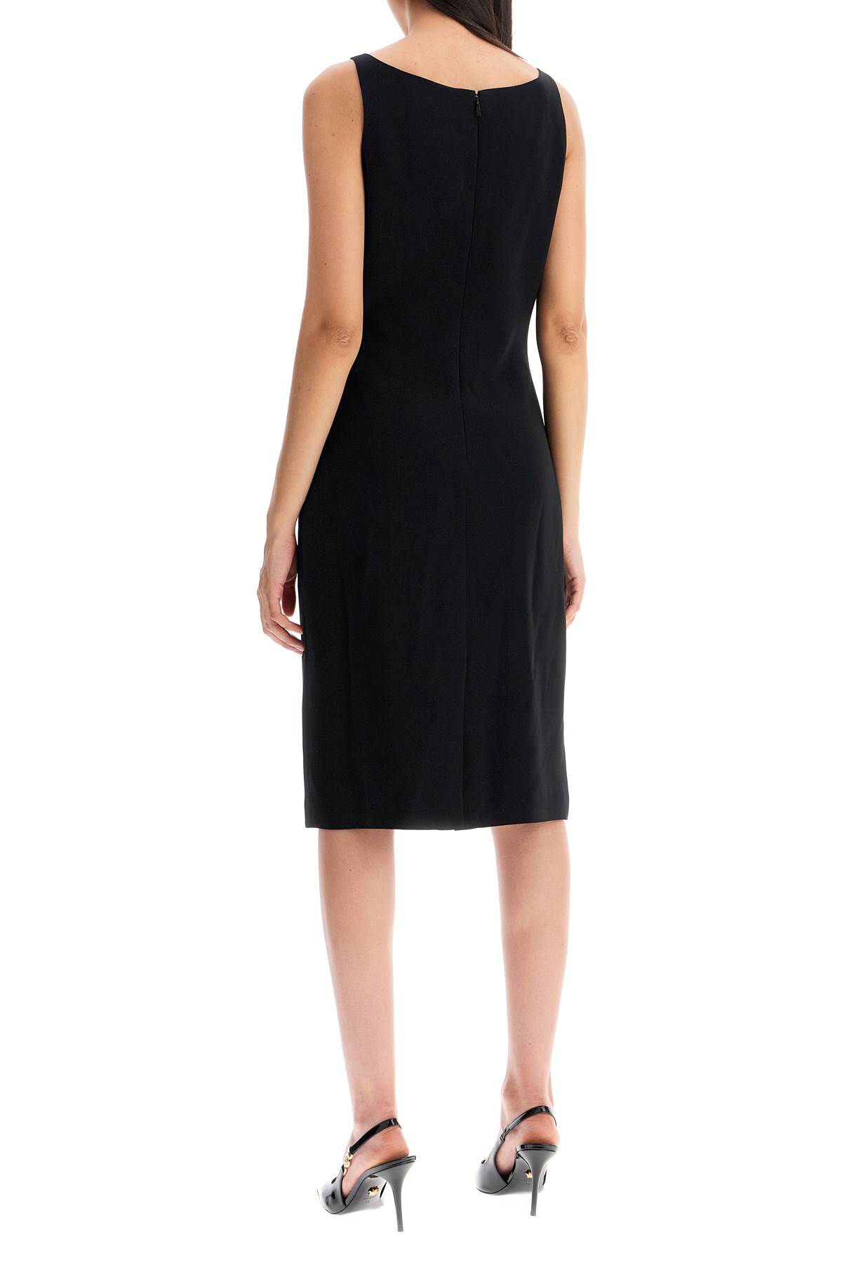 Shop Versace Stretch Cady Sheath Dress In Black (black)