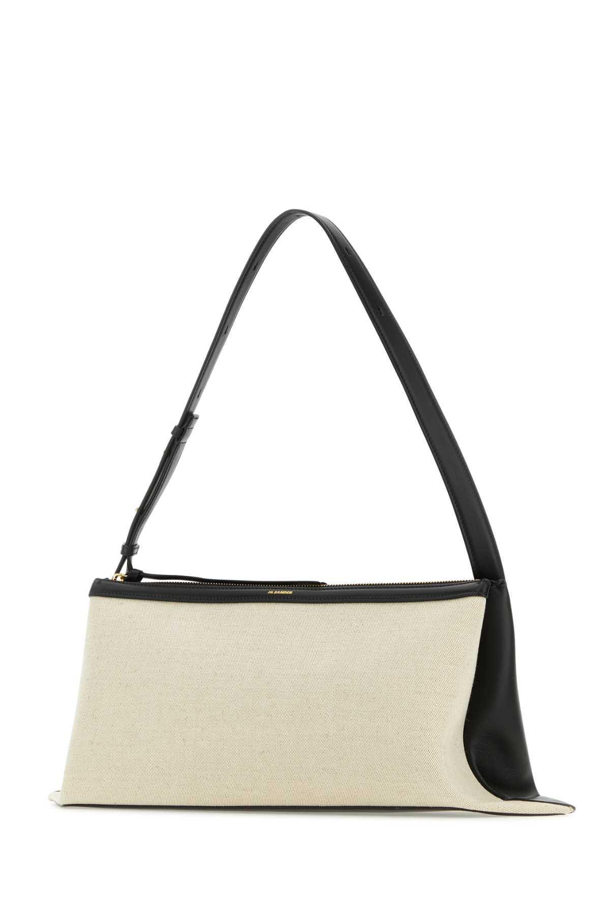 Jil Sander Two-tone Canvas And Leather Medium Empire Shoulder Bag In 280