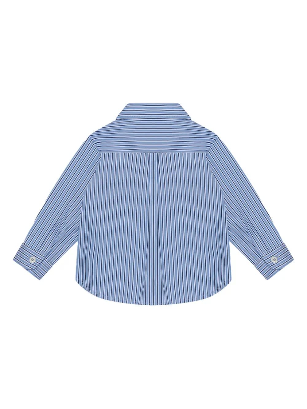 Shop Etro Blue Striped Shirt With Logo