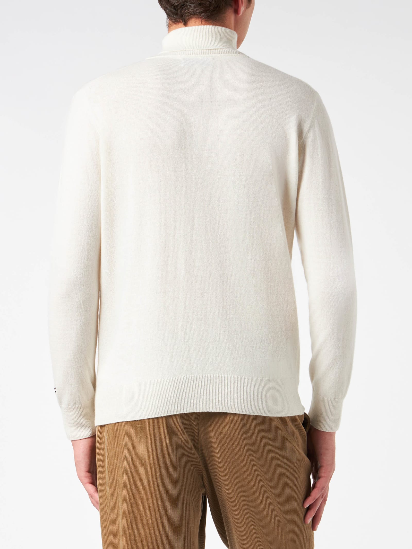 Mc2 Saint Barth Wool And Cashmere Blend Turtleneck Sweater Settimana In Bianco In White