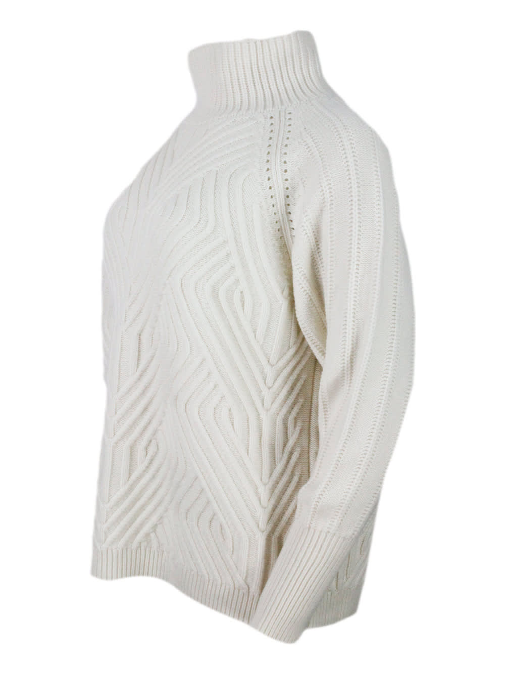 Shop Malo Sweater In Cream