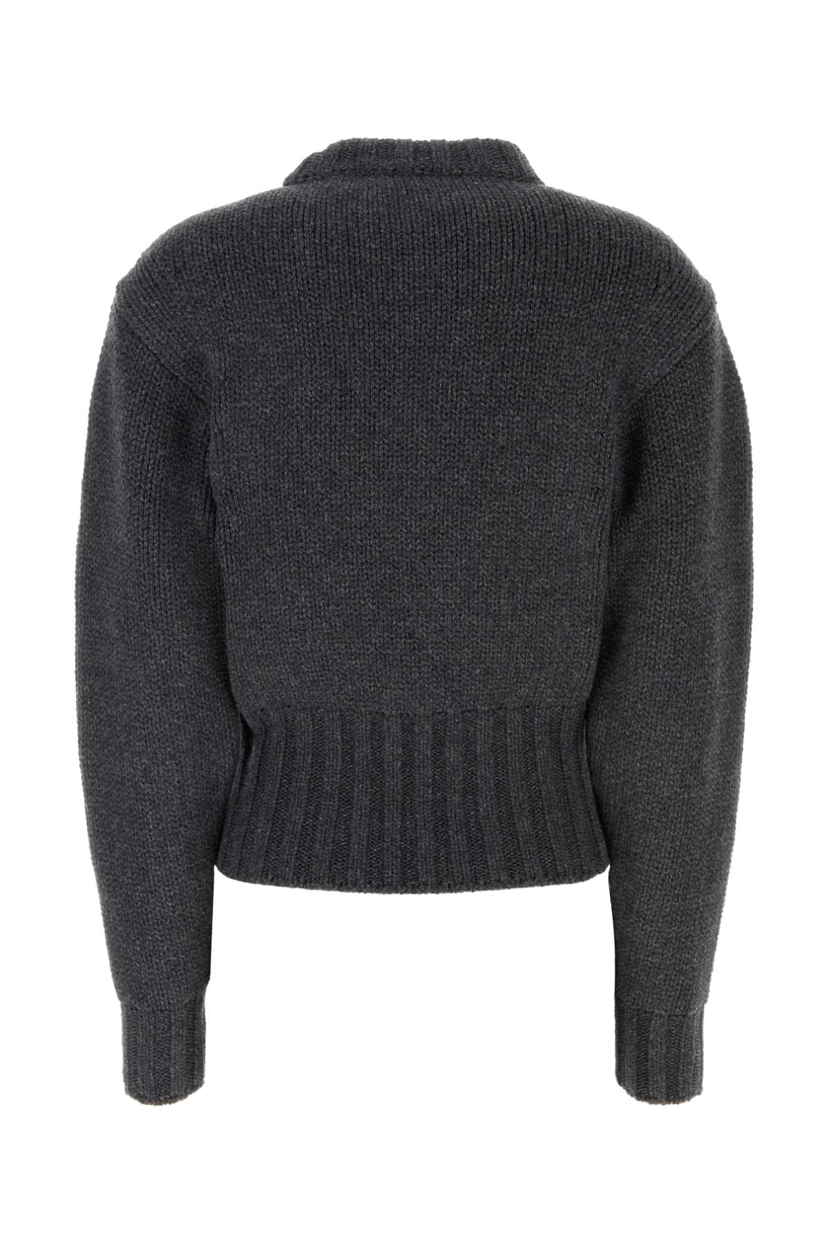 Shop Alexander Mcqueen Melange Dark Grey Stretch Wool Blend Sweater In Greymelange