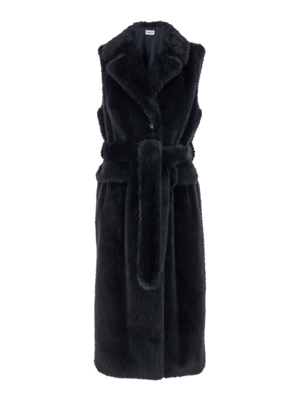 Shop P.a.r.o.s.h Grey Sleeveless Coat With Belt In Cruelty Free Shearling Woman