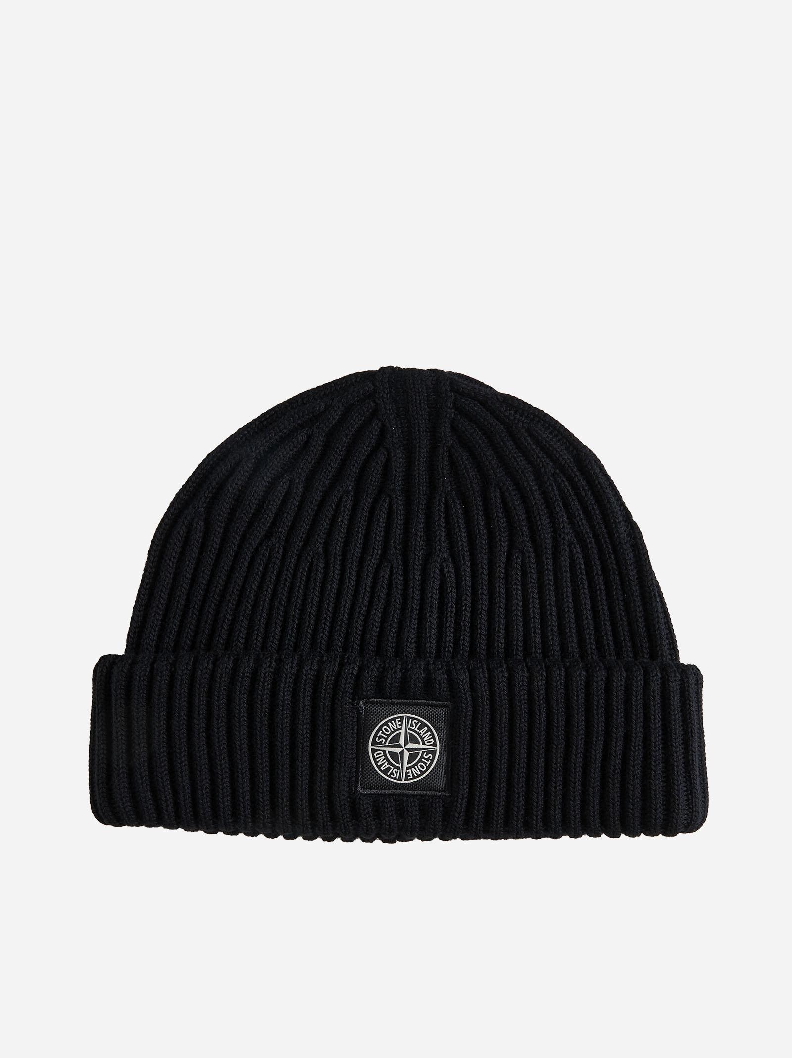 Shop Stone Island Logo-patch Wool Beanie In Black