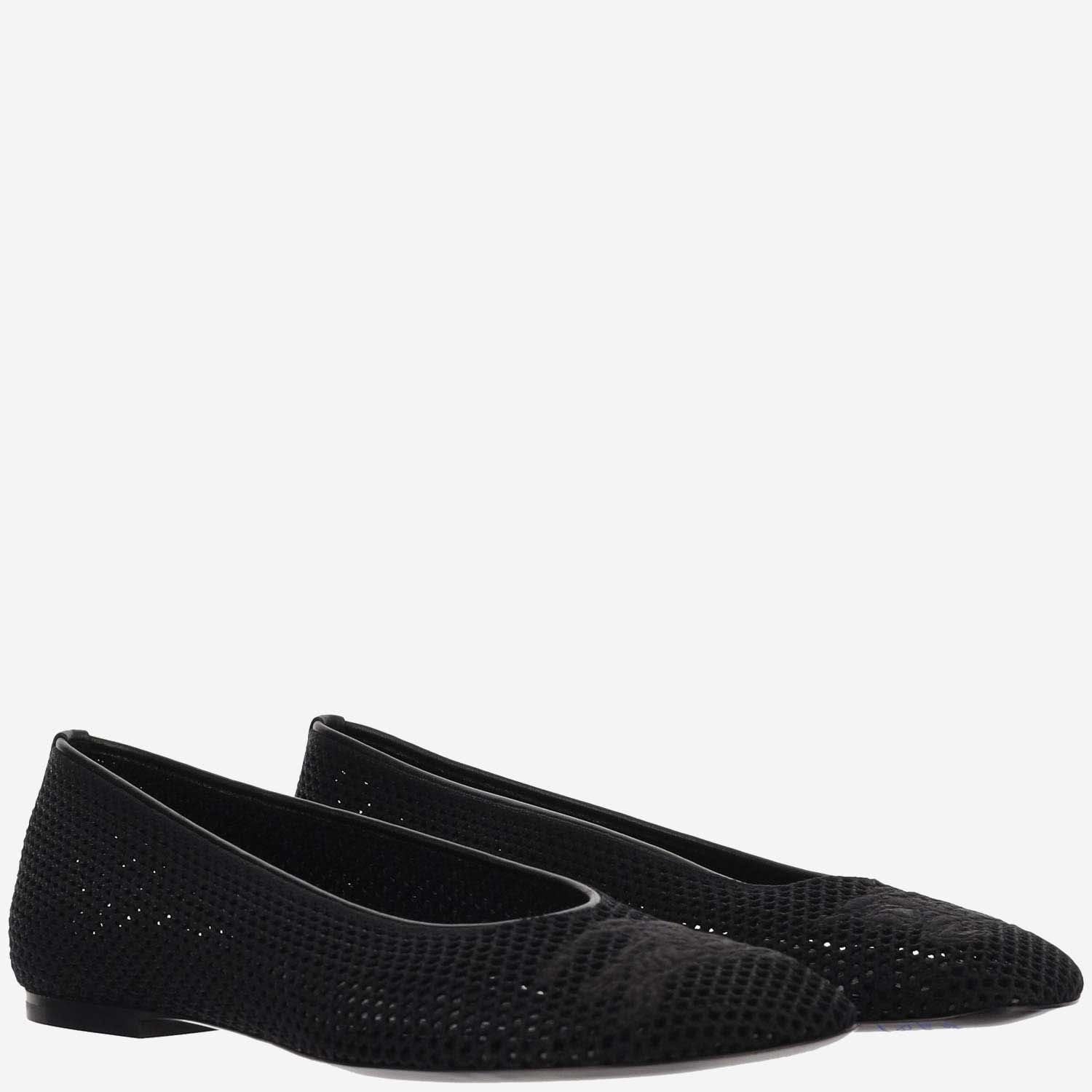 Shop Burberry Mesh Ballet Flats With Logo In Black