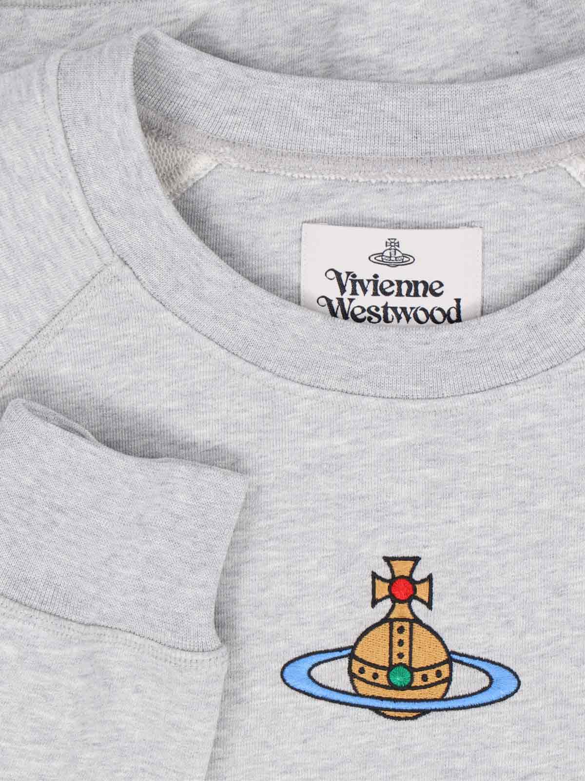 Shop Vivienne Westwood Raglan Logo Crew Neck Sweatshirt In Gray