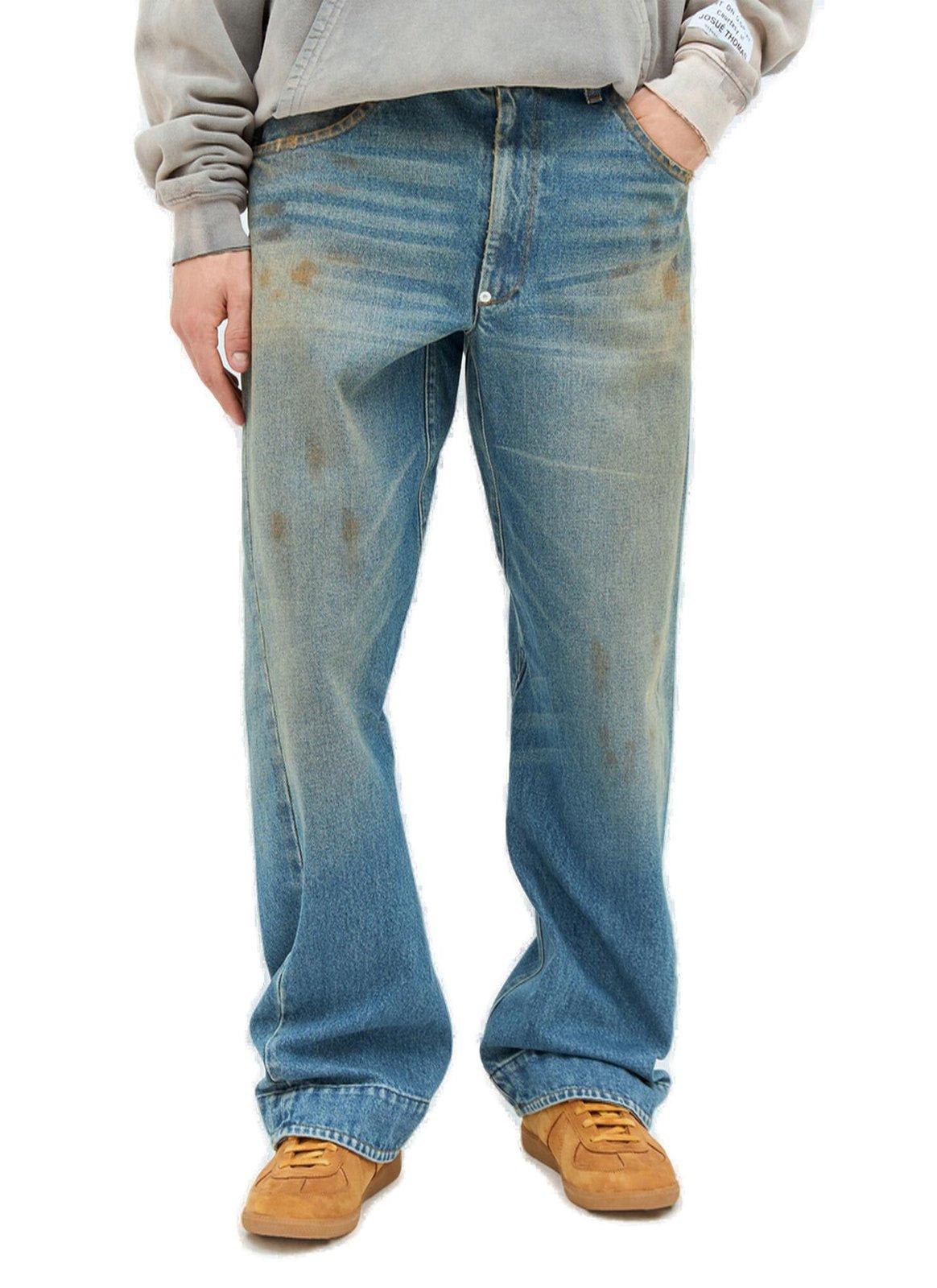 Whisker Effect Distressed Jeans