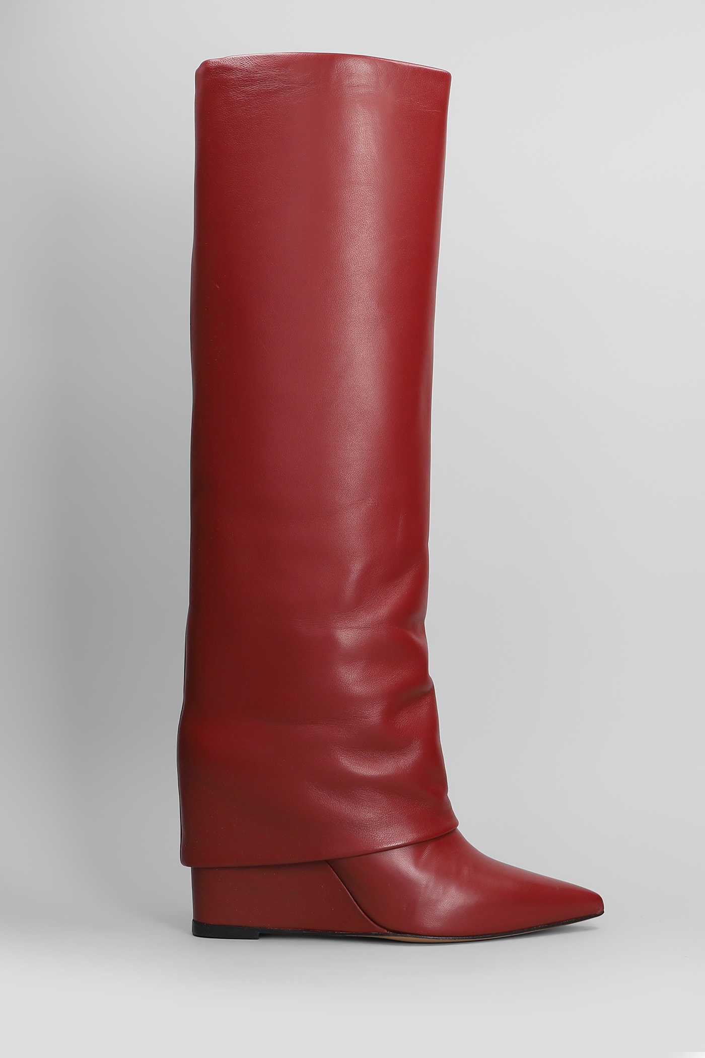 High Heels Boots In Bordeaux Leather