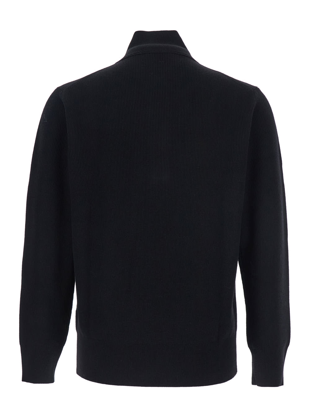 Kangra Cashmere Black Sweater With High Neck And Half Zip Closure On The Front In Wool Man In Blue