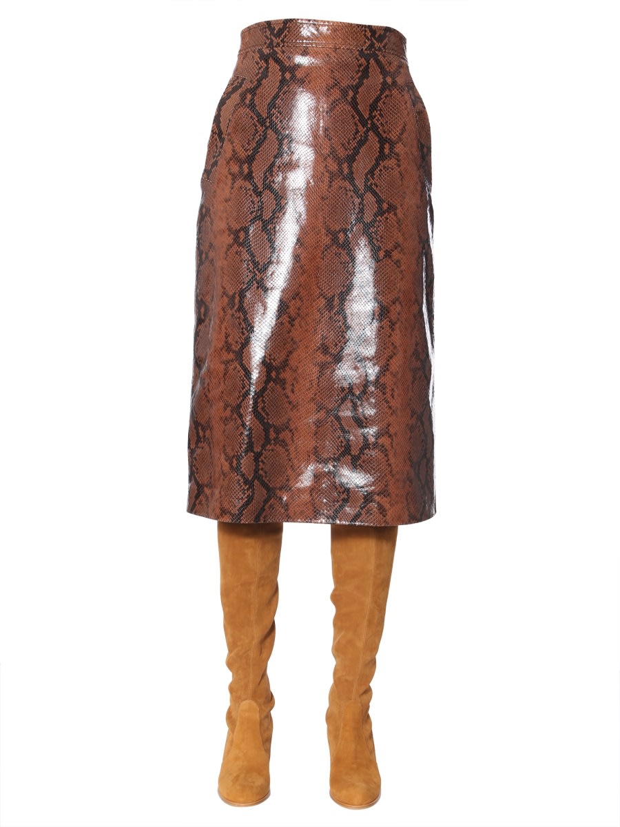 Shop Dsquared2 Python Print Skirt In Brown