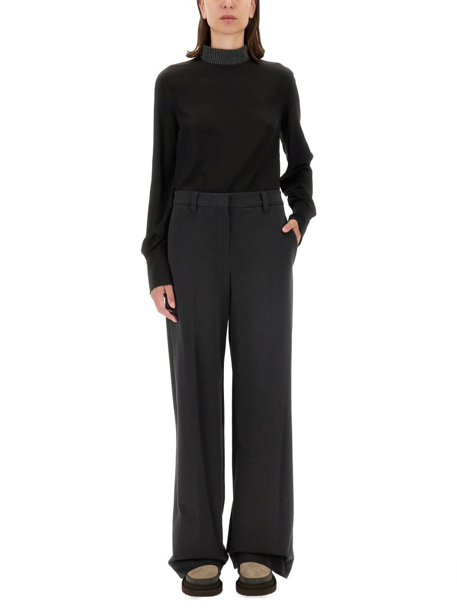 Shop Brunello Cucinelli Silk Crepe De Chine Blouse In Black