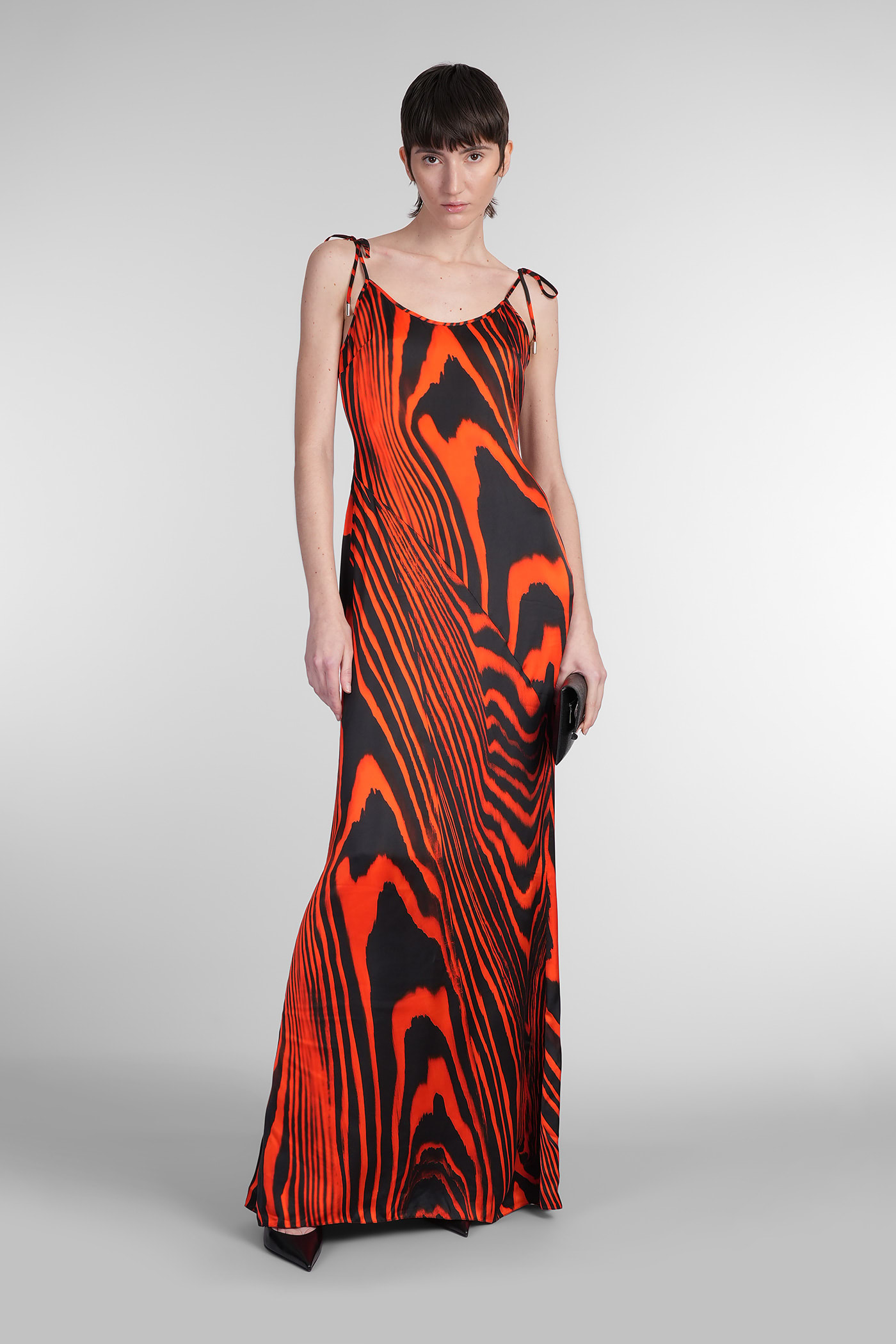 David Koma Printed Mesh Maxi Skirt Red And Black In Multi