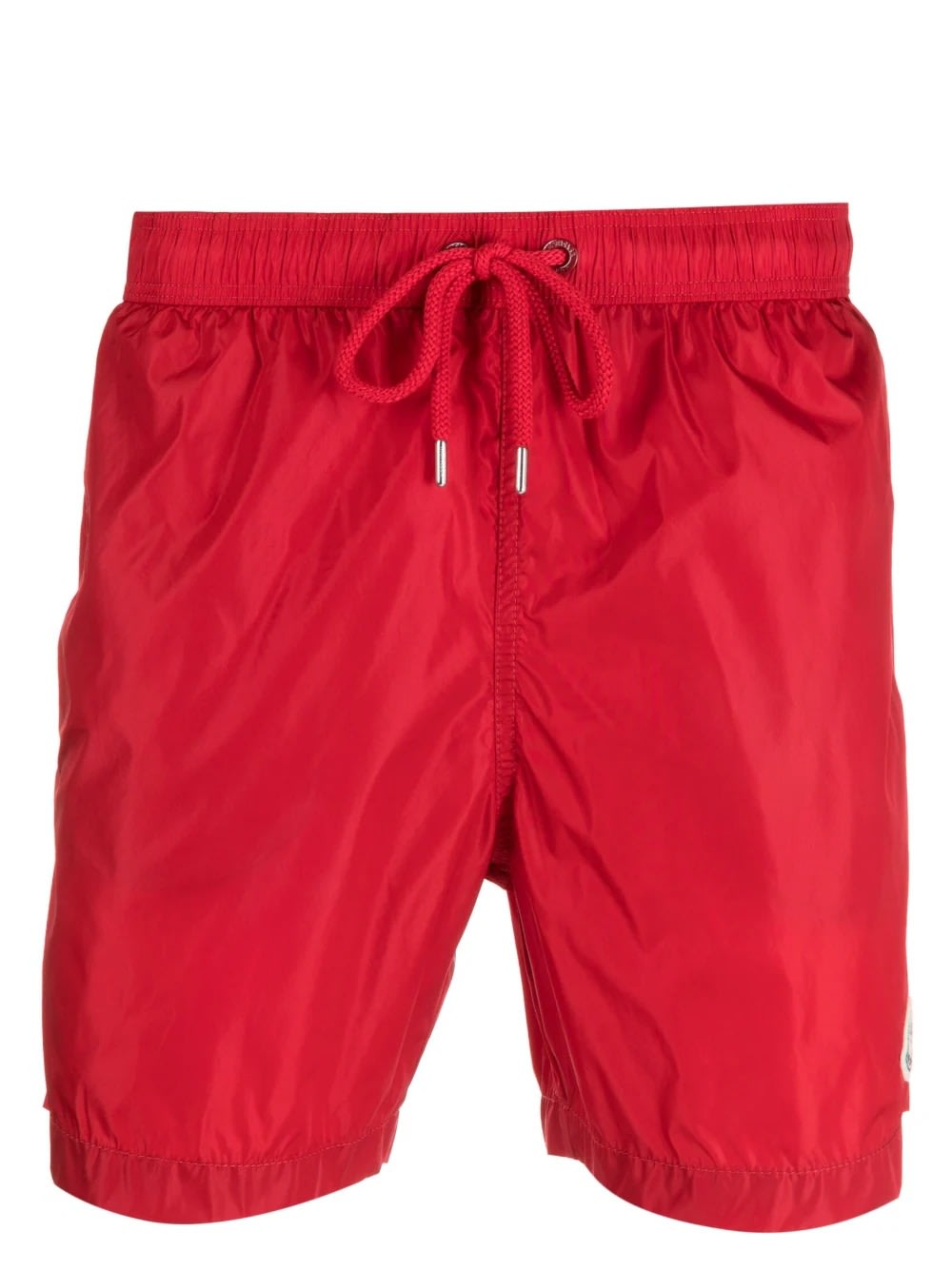 MONCLER RED SWIM SHORTS WITH LOGO