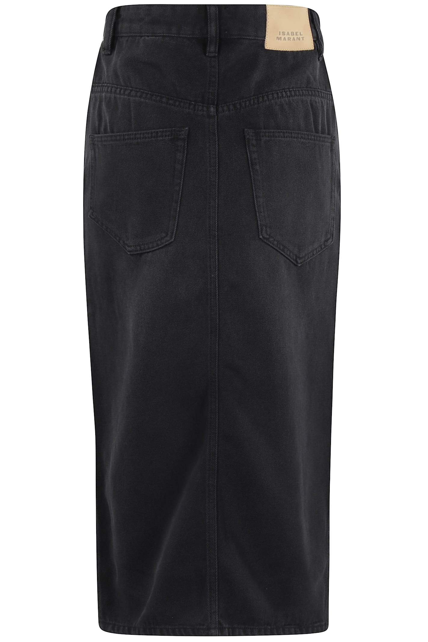 Isabel Marant Faded Black Midi Skirt With Five-pocket Design And Front Slit In Black