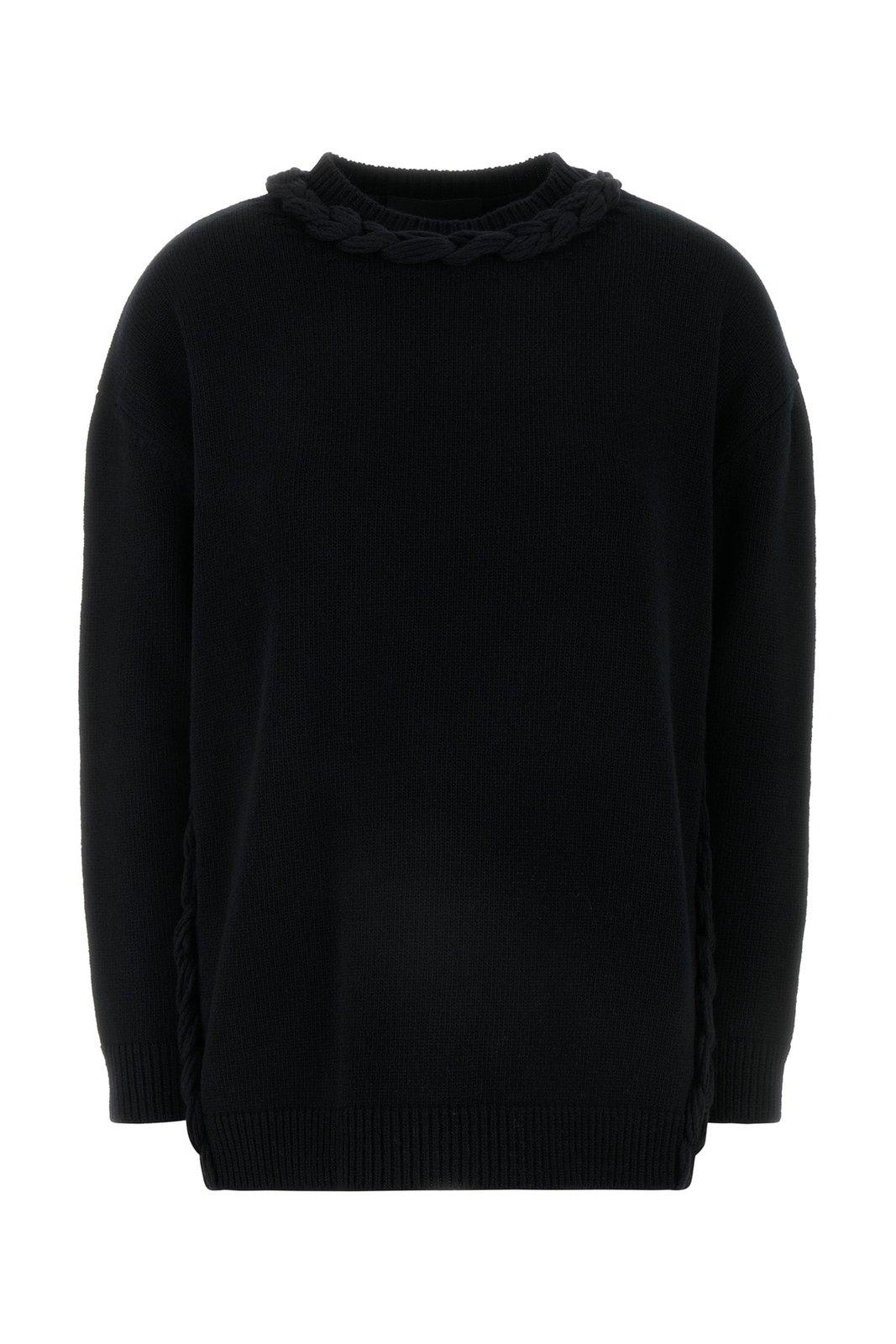 Shop Valentino Crewneck Long-sleeved Jumper In Black