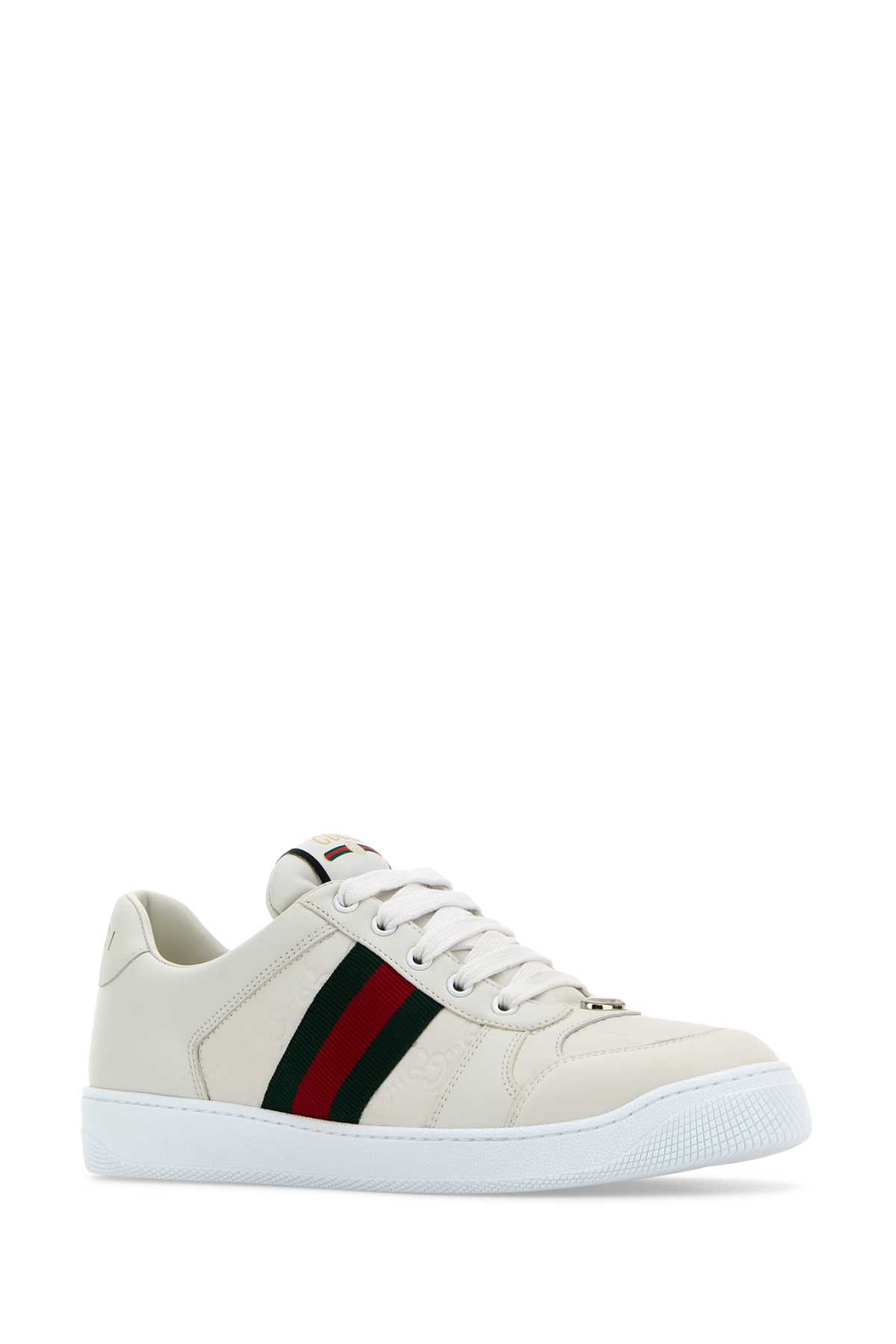 Shop Gucci White Leather Screener Sneakers In Greatwgwwhvrvw