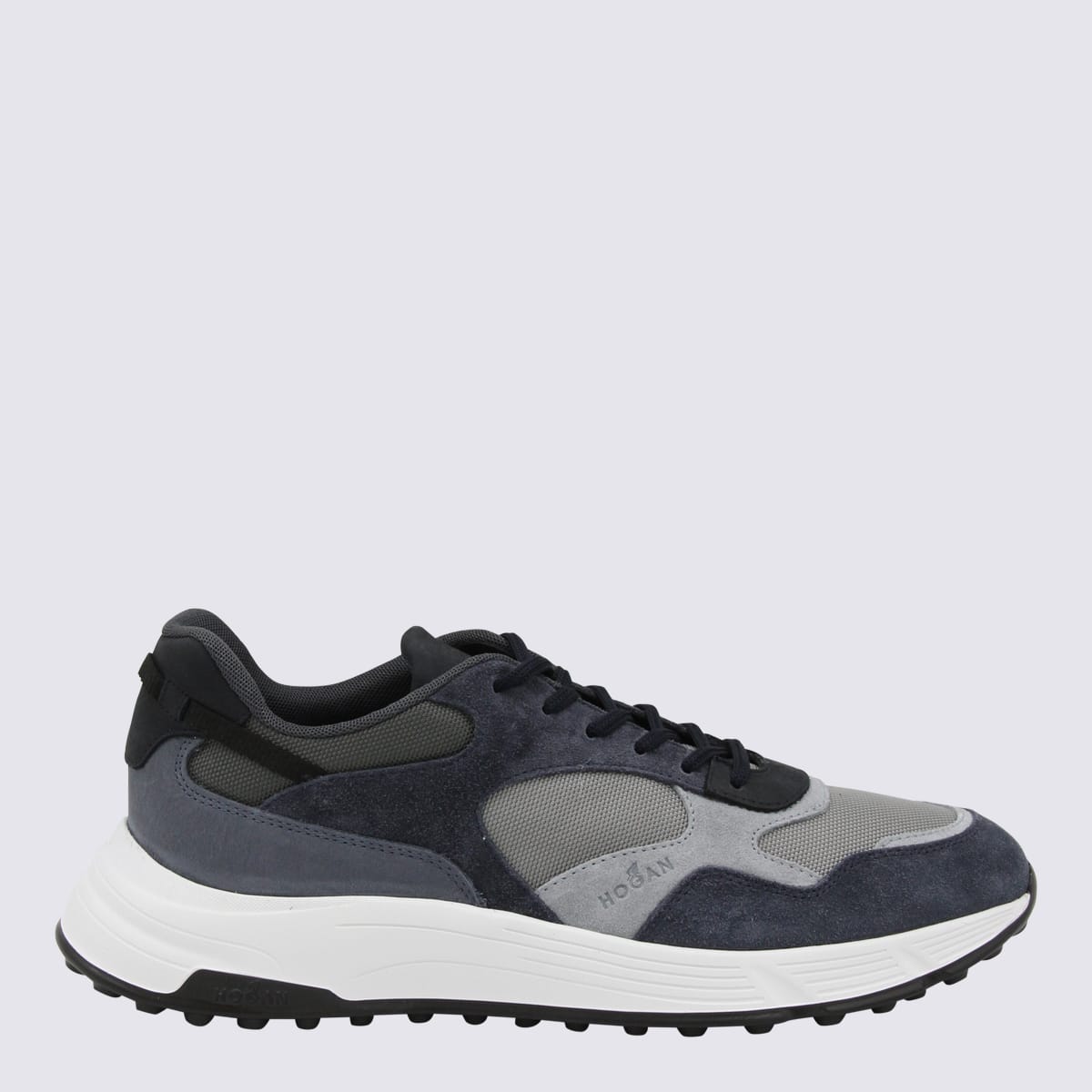 Shop Hogan Grey Leather Hyperlight Sneakers