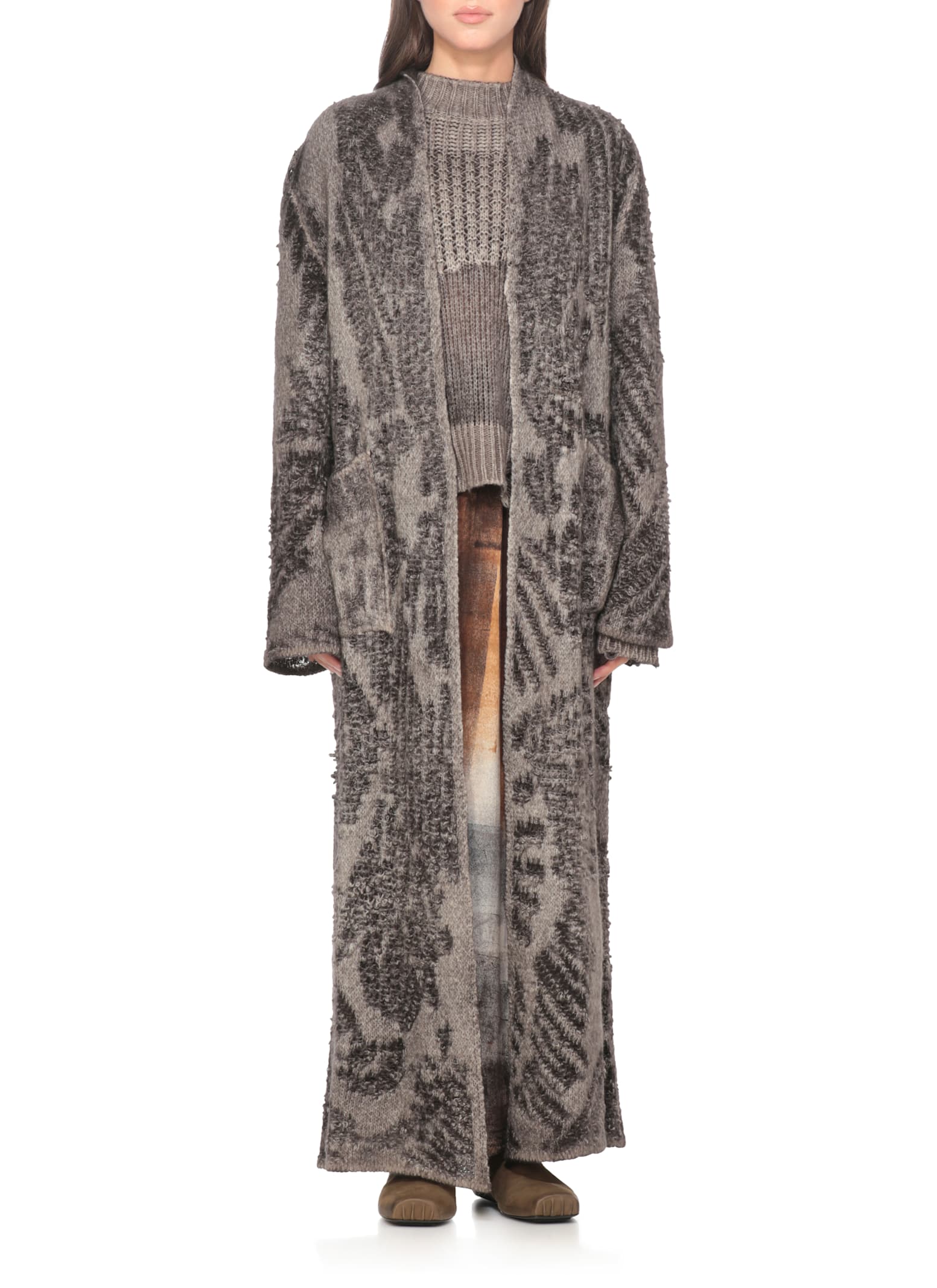 Avant Toi Wool And Cashmere Long Cardigan In Gray