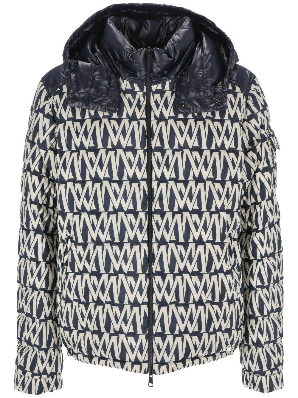 Shop Moncler All-over Logo Printed Puffer Jacket In Fantasia