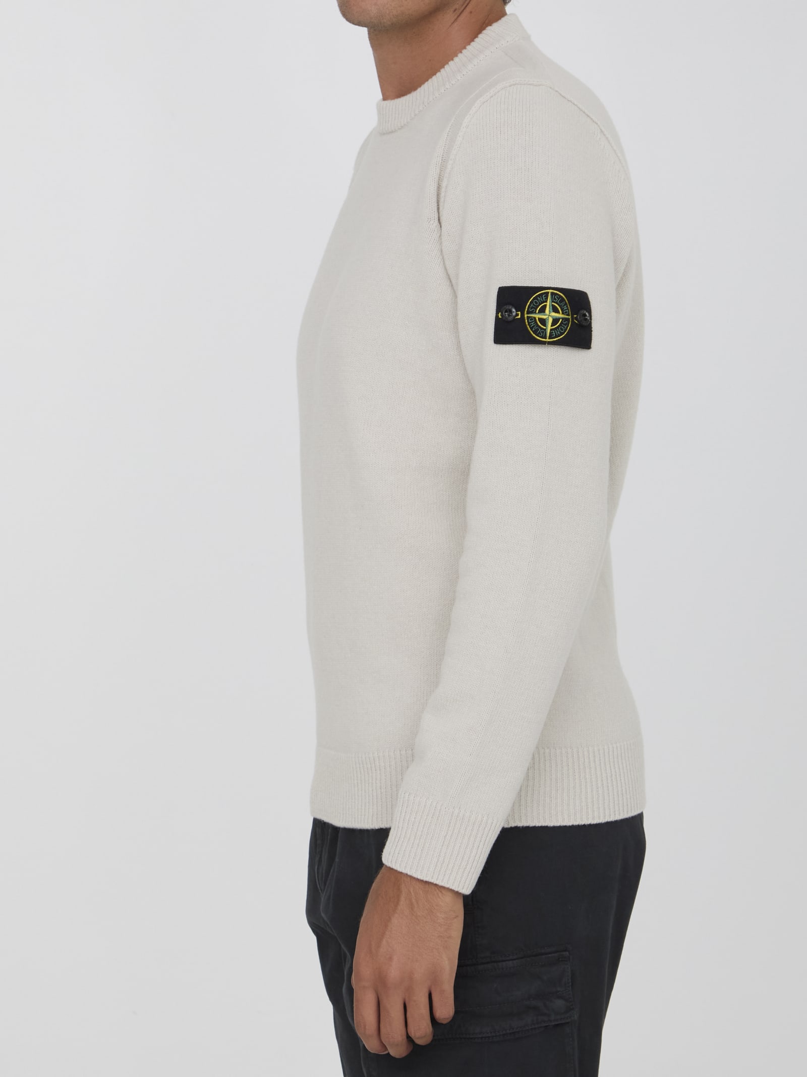 Shop Stone Island Sweater In Wool In Plaster