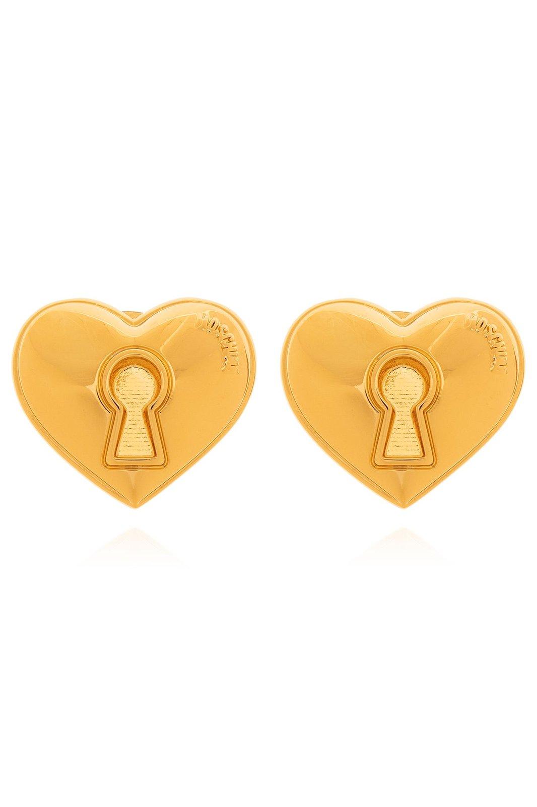 Logo-engraved Heart Clip-on Earrings