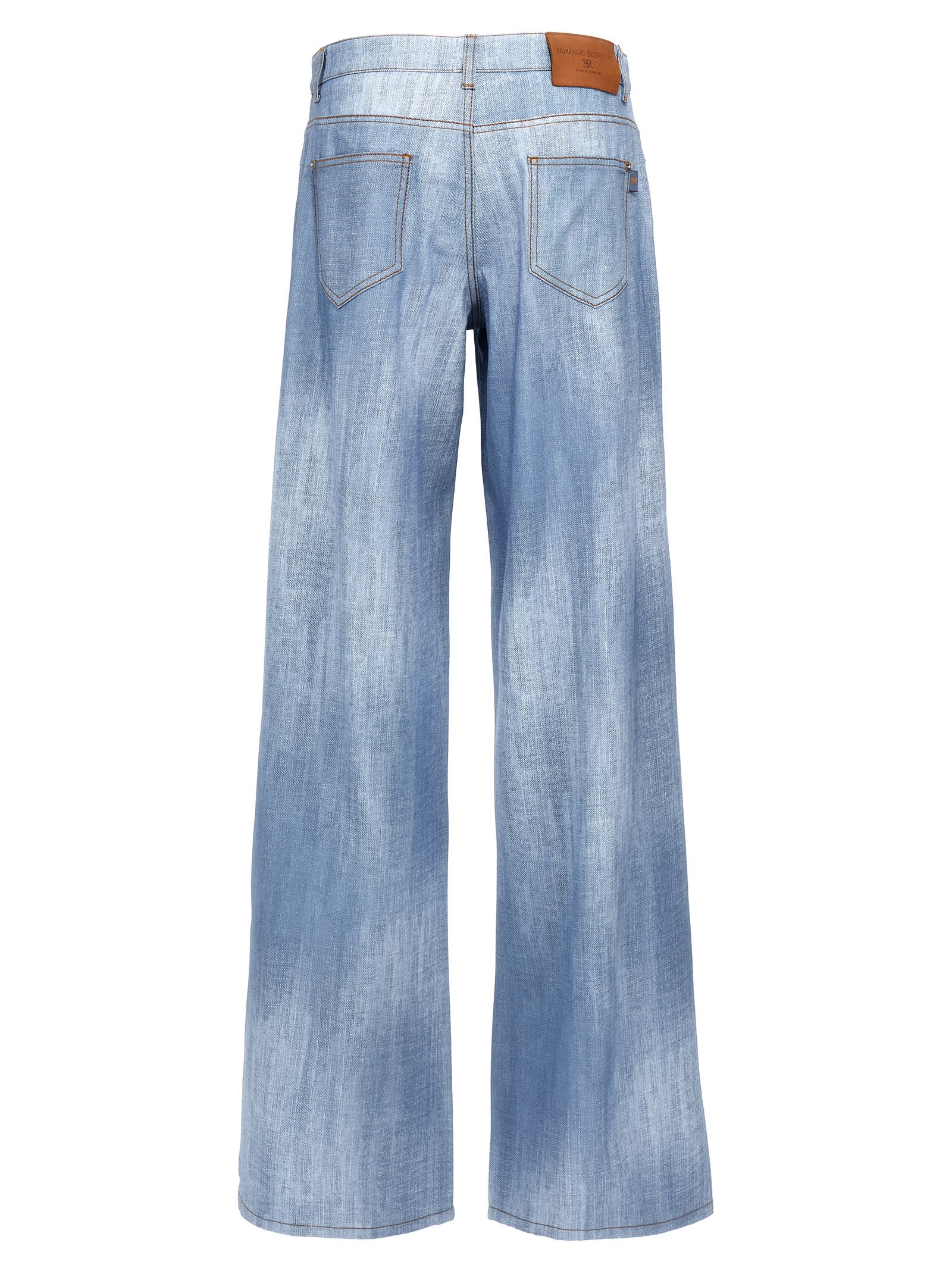 Shop Ermanno Scervino Denim Effect Pants In Light Blue