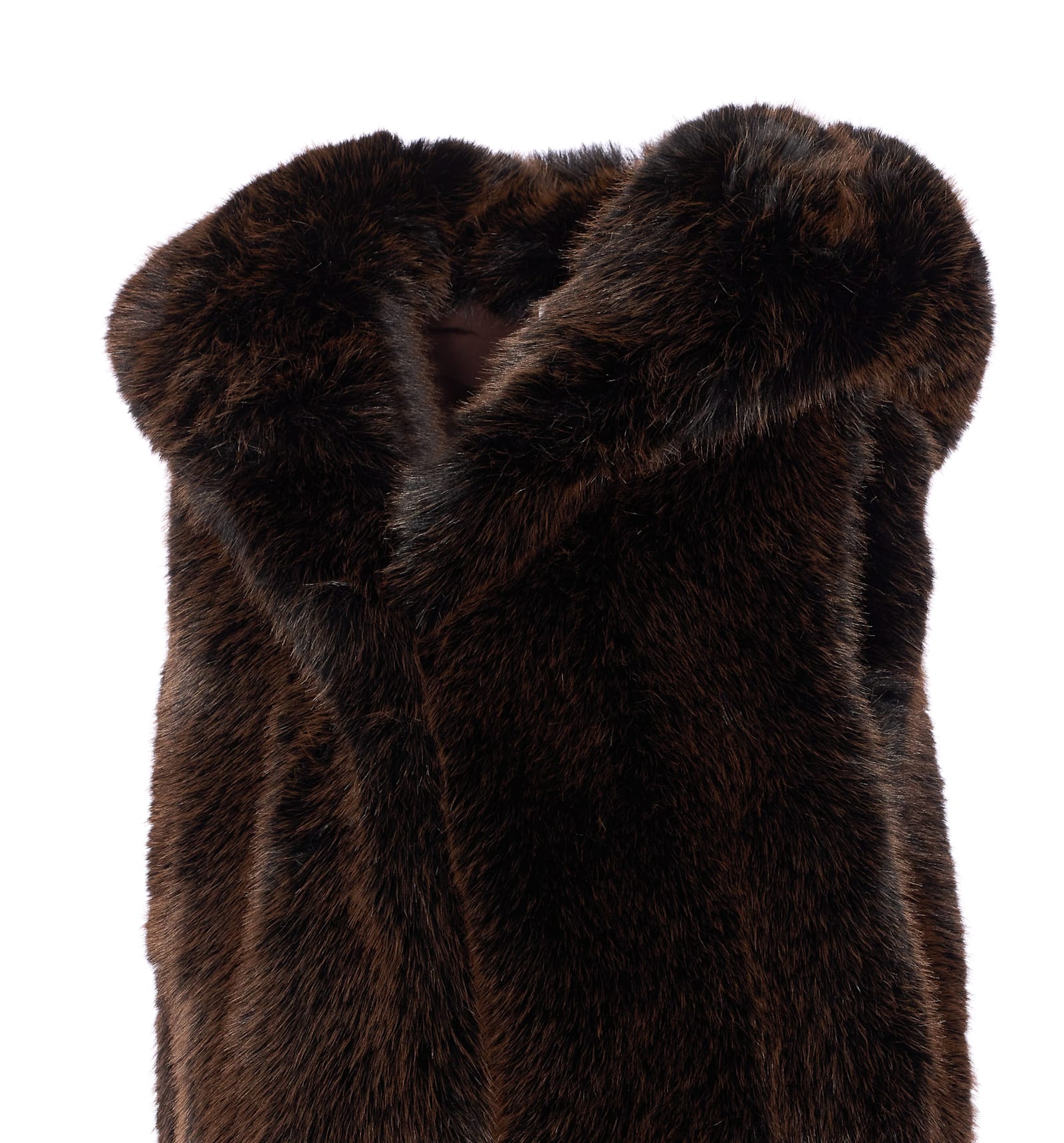 Sword 6.6.44 Sword Brown Faux Fur Gilet With Hood In Brown
