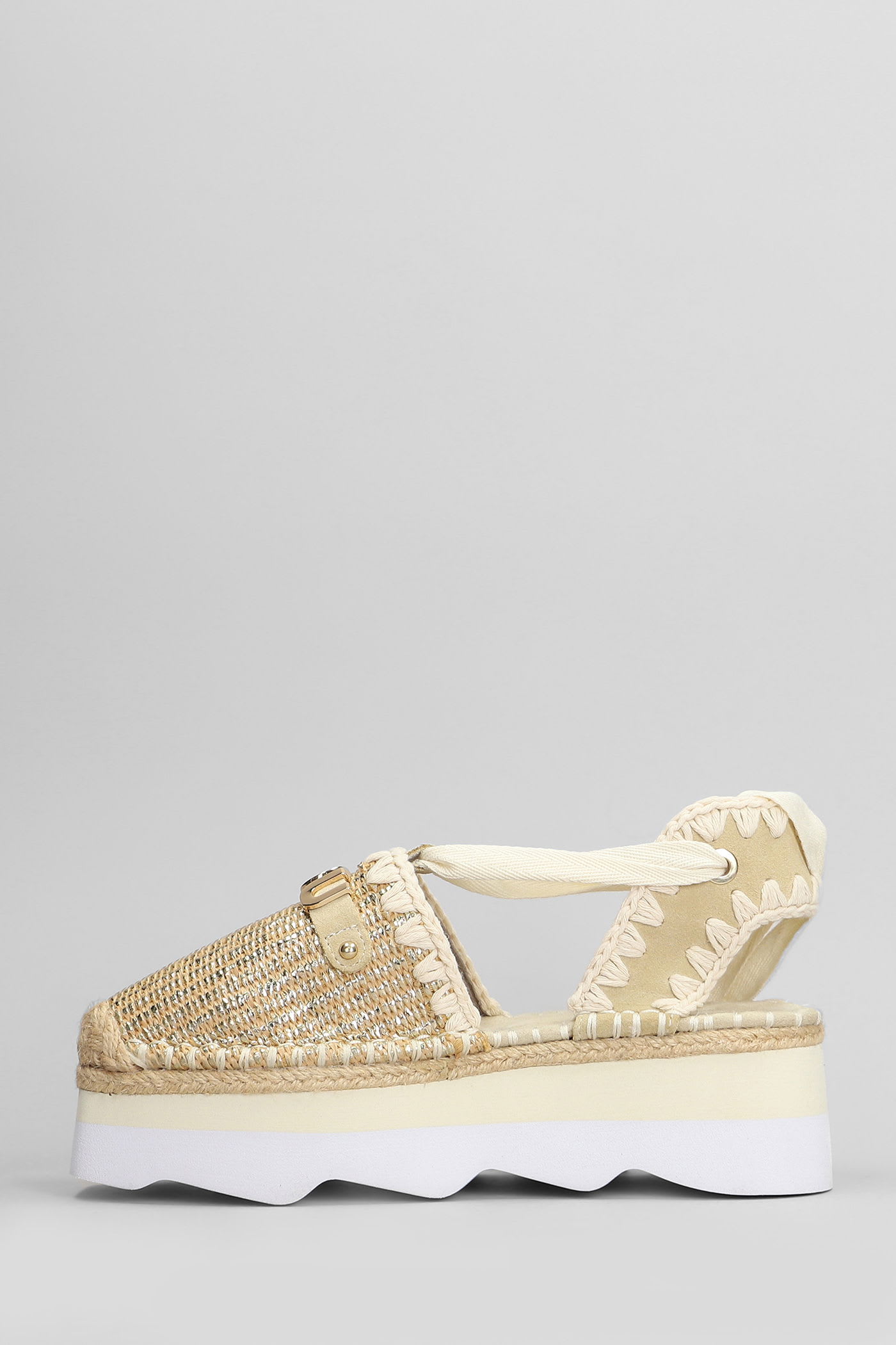 Mou Espa Sandal Espadrilles In Beige Raffia In Gold
