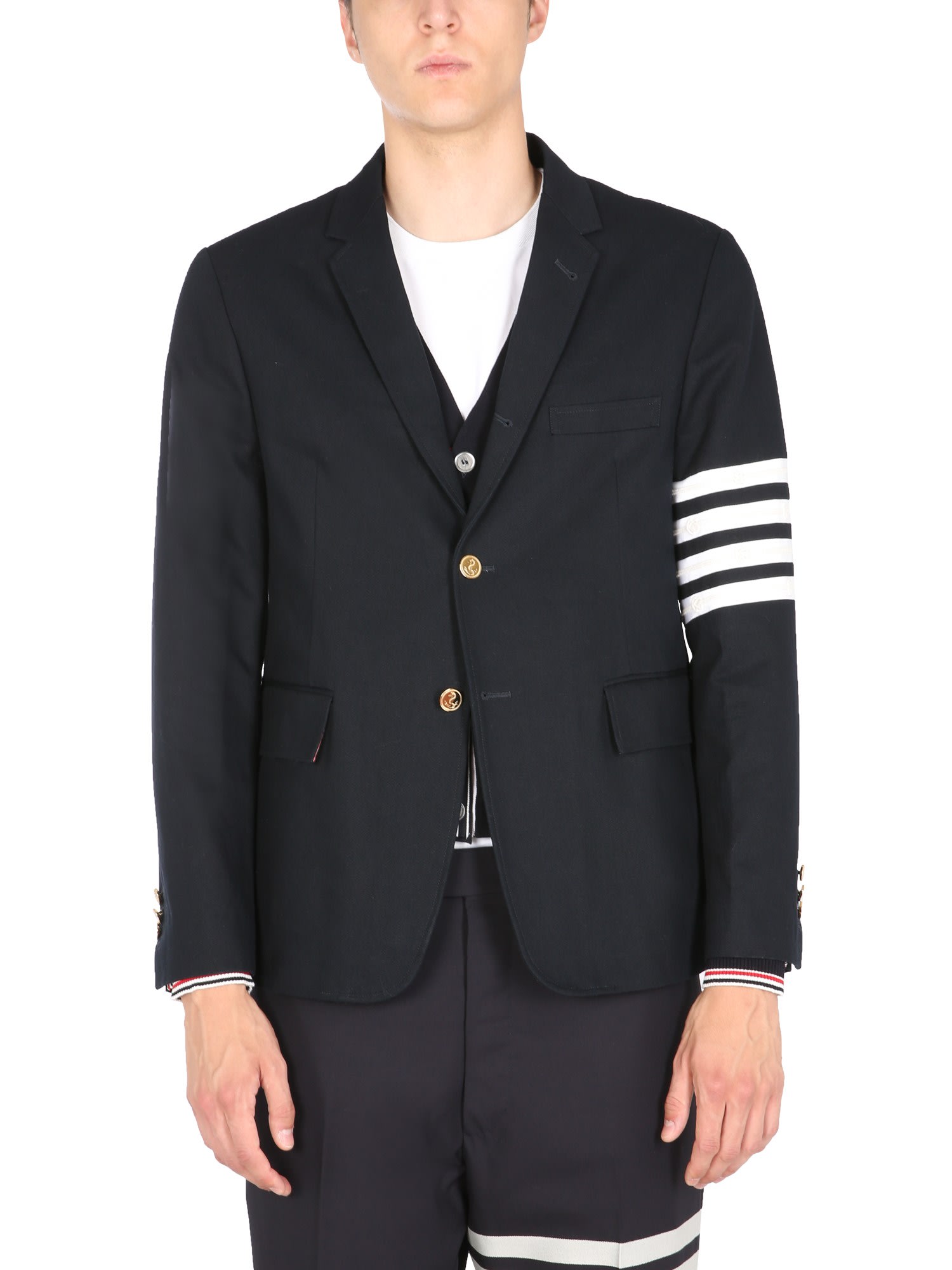 Thom Browne Single Breasted Cotton Canvas Jacket