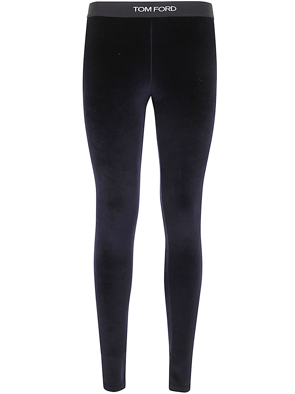 Shop Tom Ford Stretch Lustrous Velour Signature Leggings In Midnight Blue