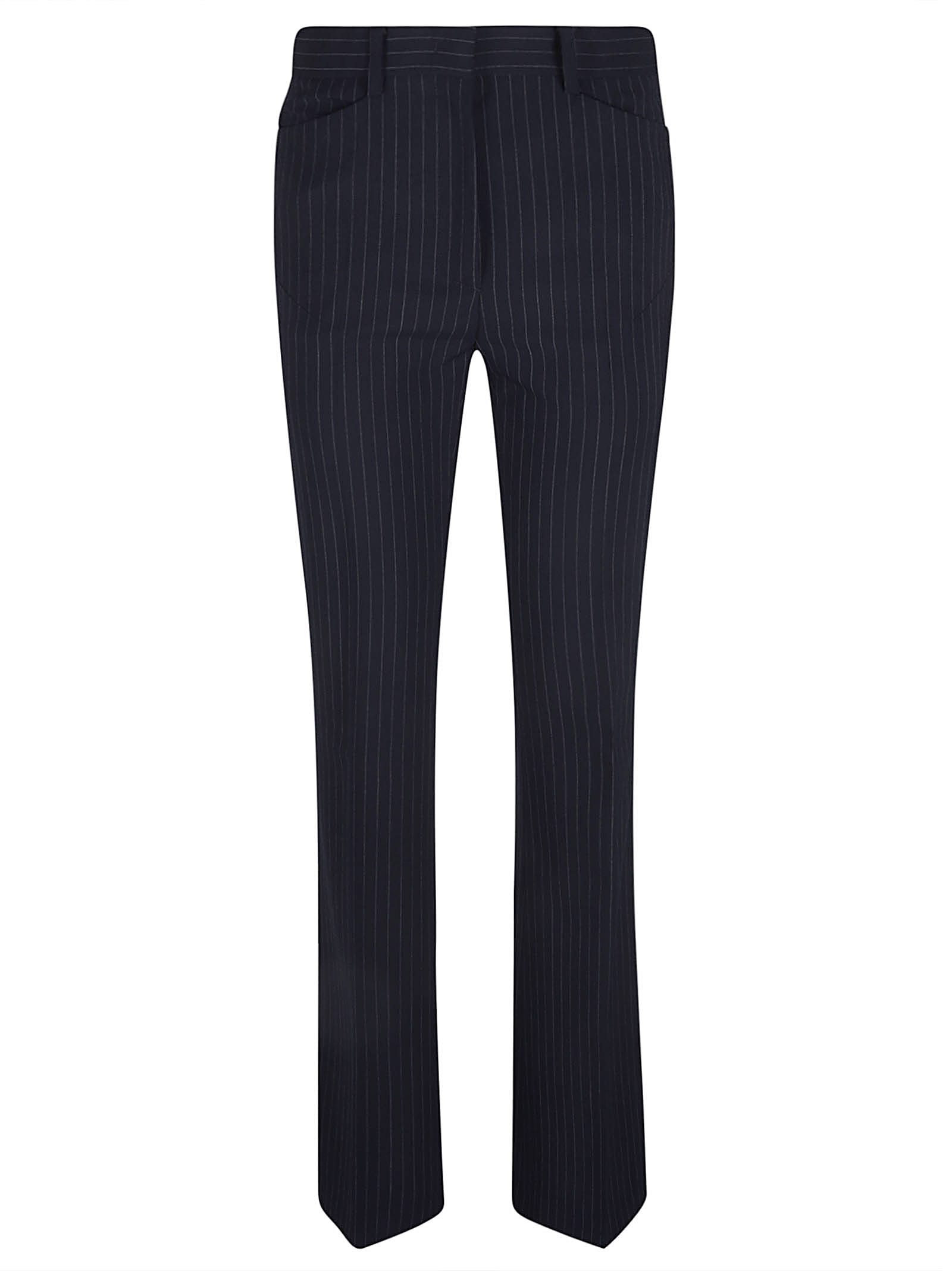 N°21 Pinstripe Trousers In Blue/grey