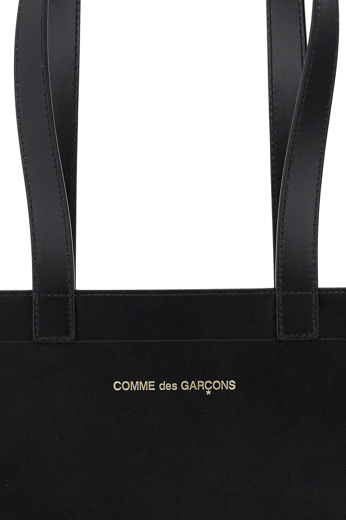 Shop Comme Des Garçons Leather Tote Bag With Logo