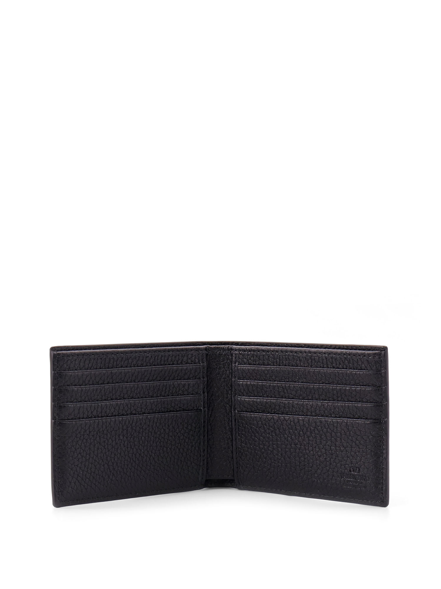 Valentino Rockstud Textured Studded Bi-fold Wallet In Black