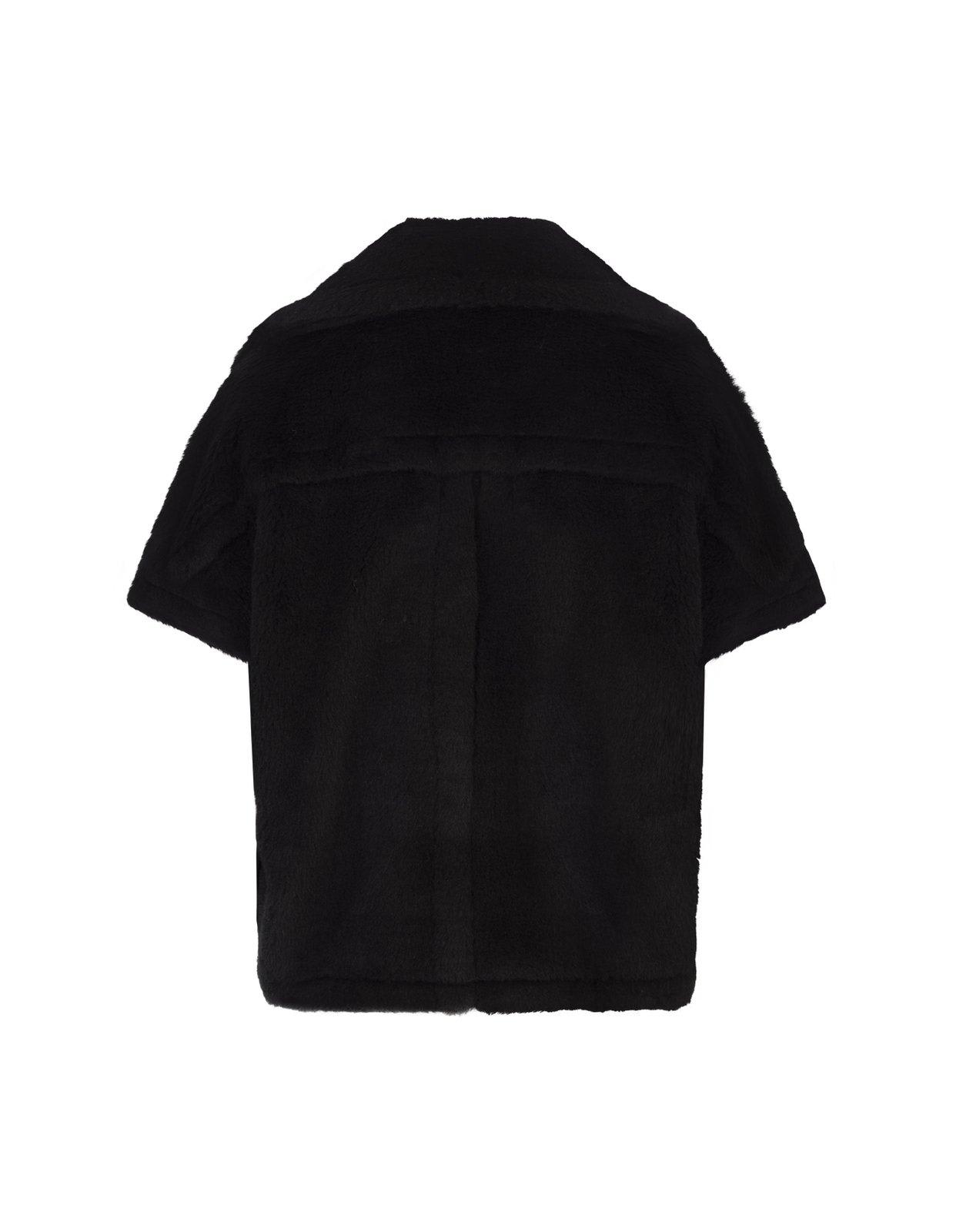 Shop Max Mara Zip-up Short-sleeved Coat In Nero