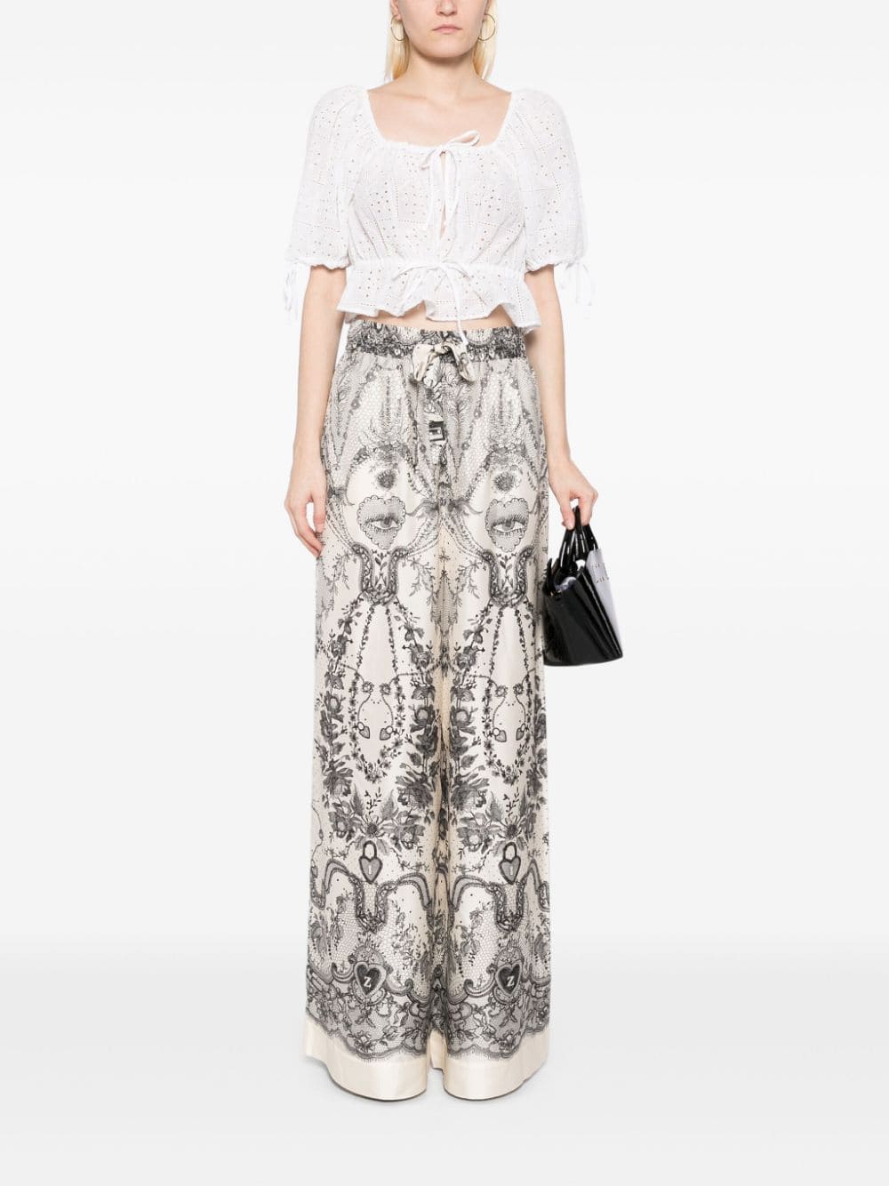 Shop Zimmermann Crush Draw Waist Pant In Ivolock Ivory Locket