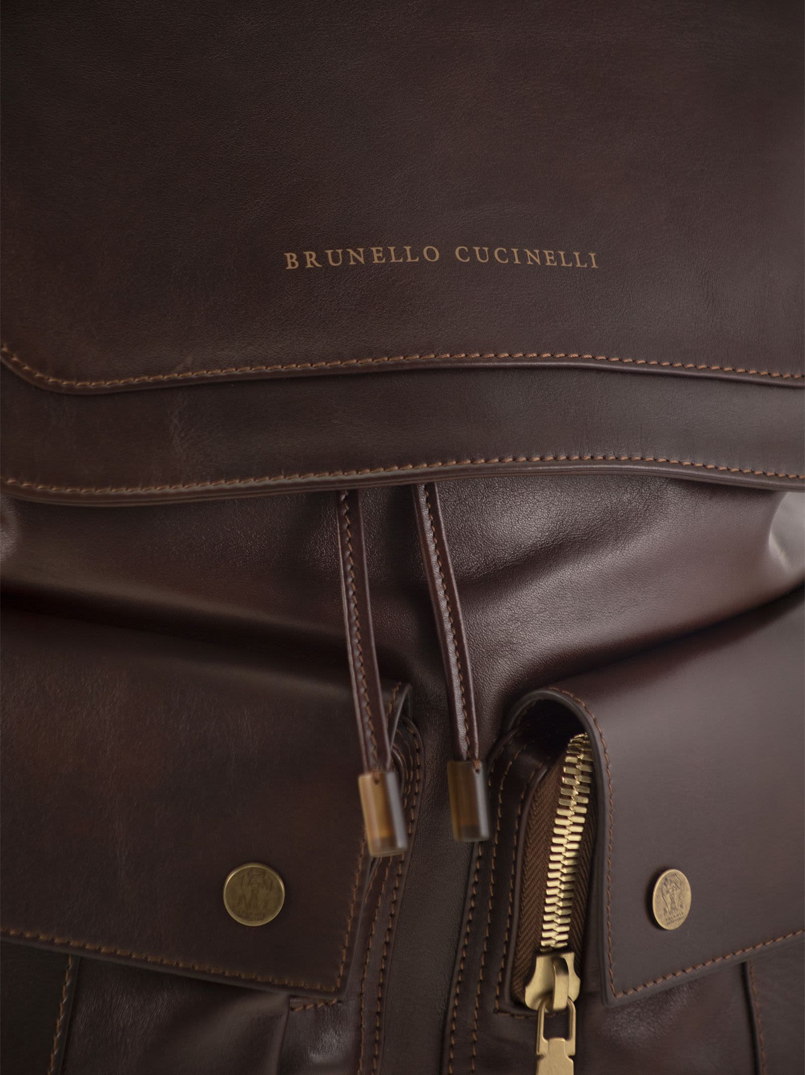 Shop Brunello Cucinelli Leather Backpack In Burgundy