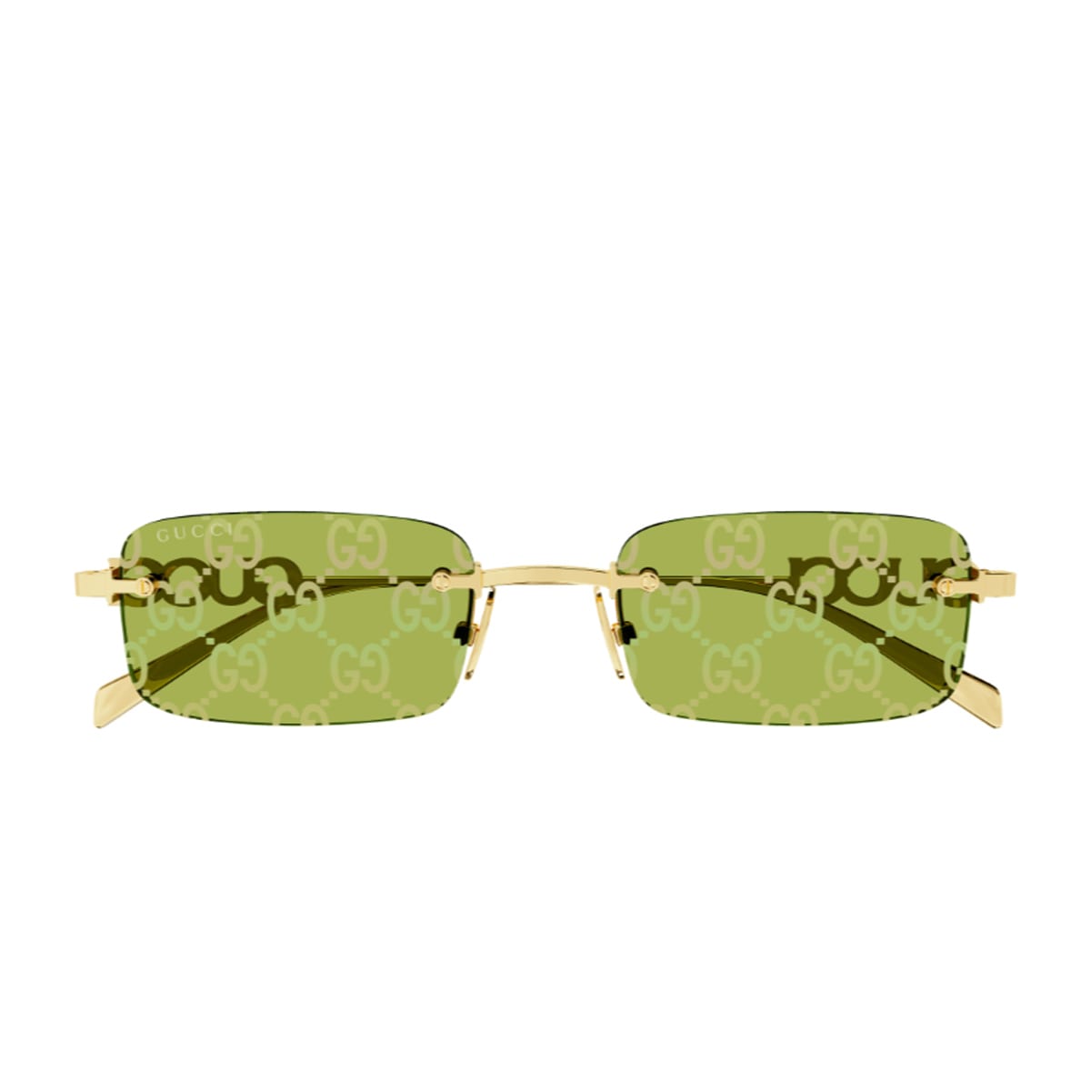 Gucci Gg1808s Linea Name Of Brand 002 Gold Green Sunglasses In Gold