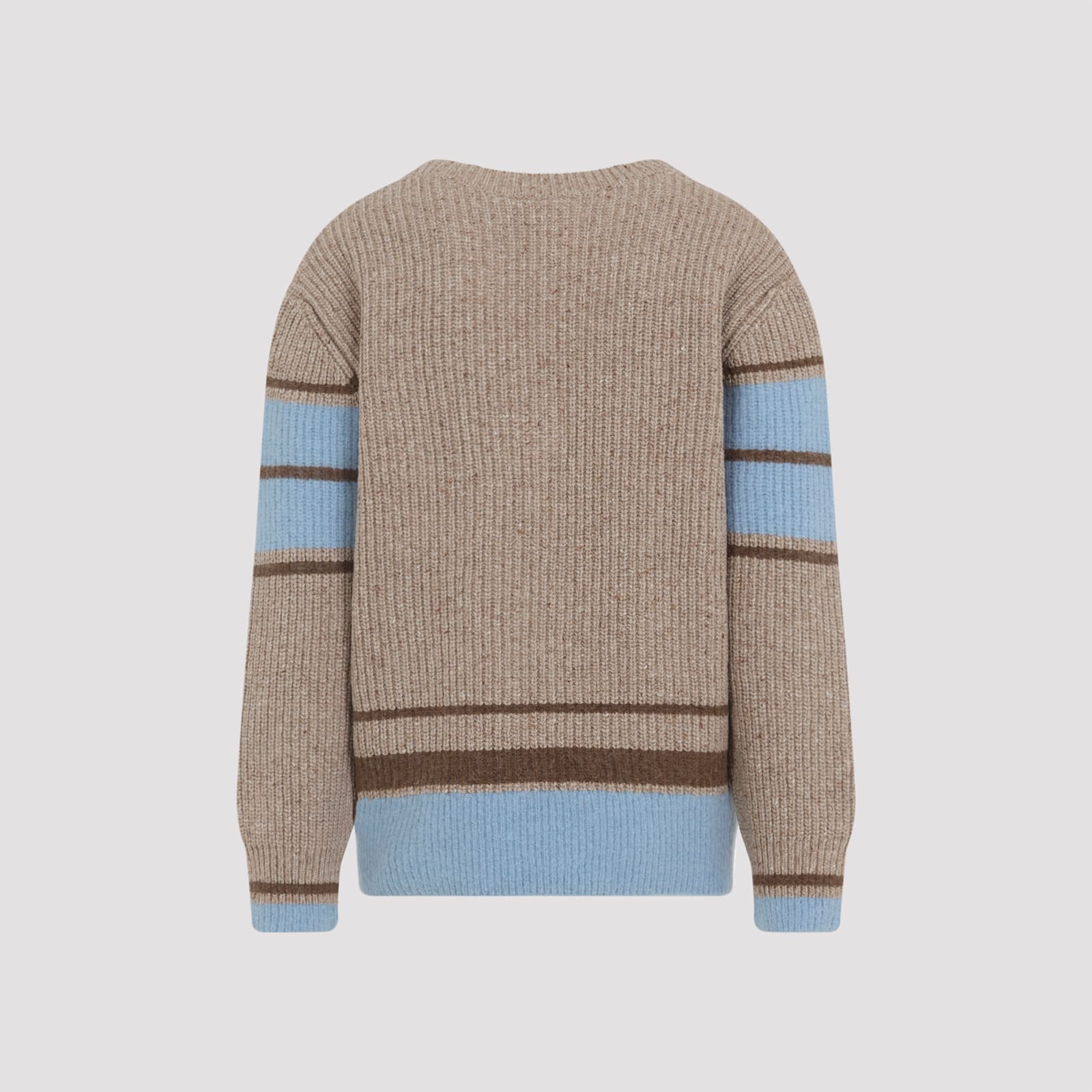 Ami Alexandre Mattiussi Ribbed Knit Sweater With Heart Patch In Neutral