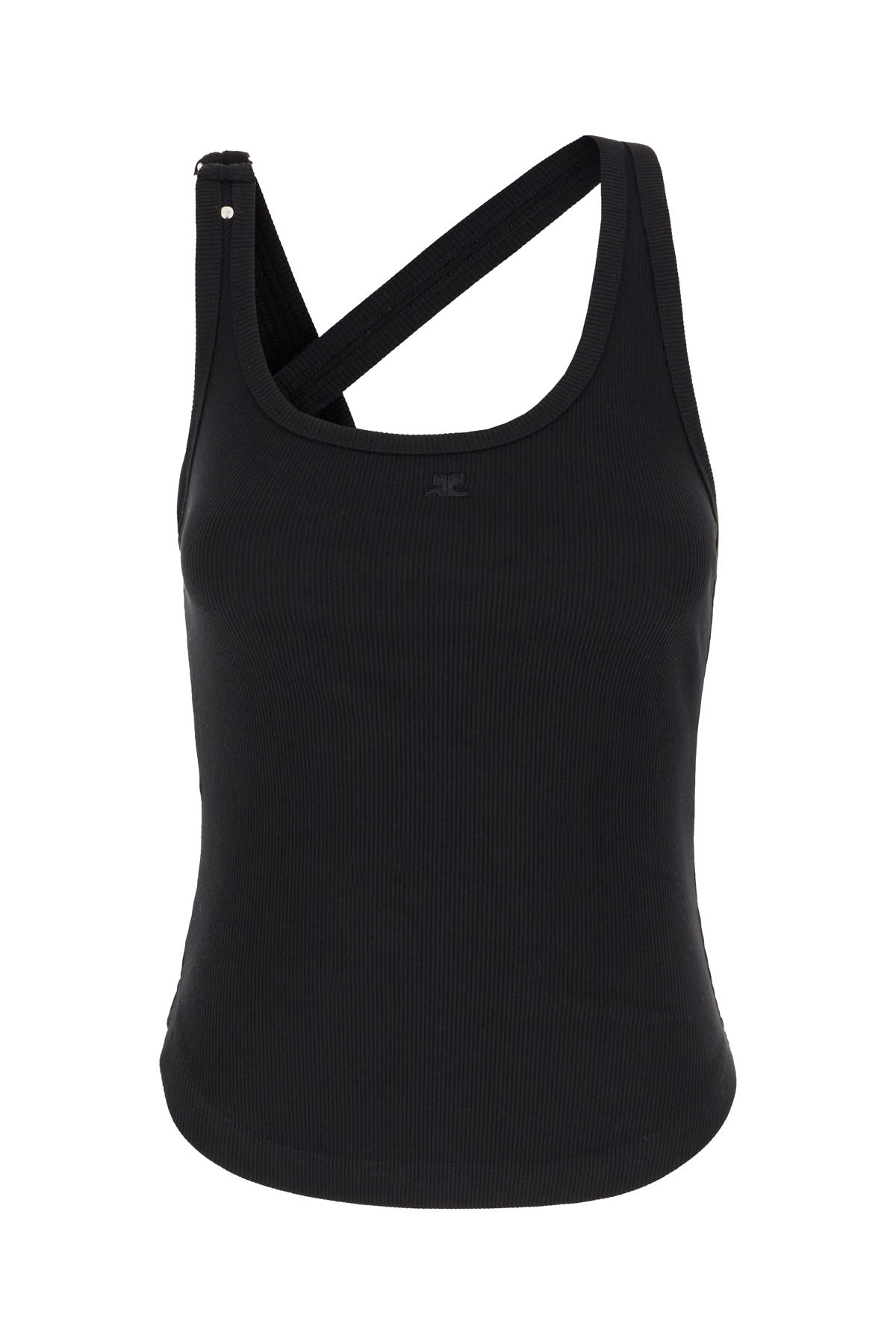 Courrèges Tank Top With Asymmetrical Buckle In Black
