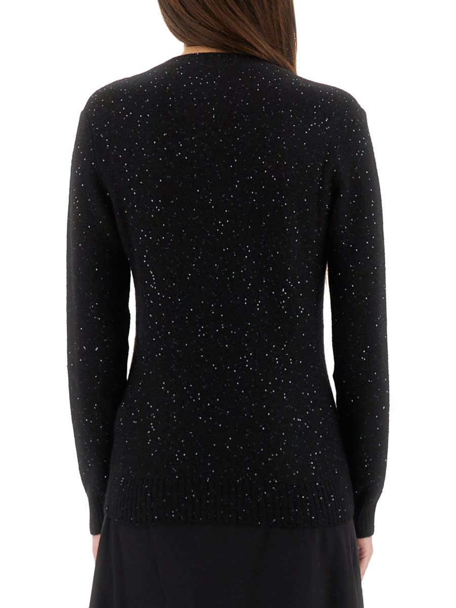 Fabiana Filippi V-neck Embellished Sweater In Black