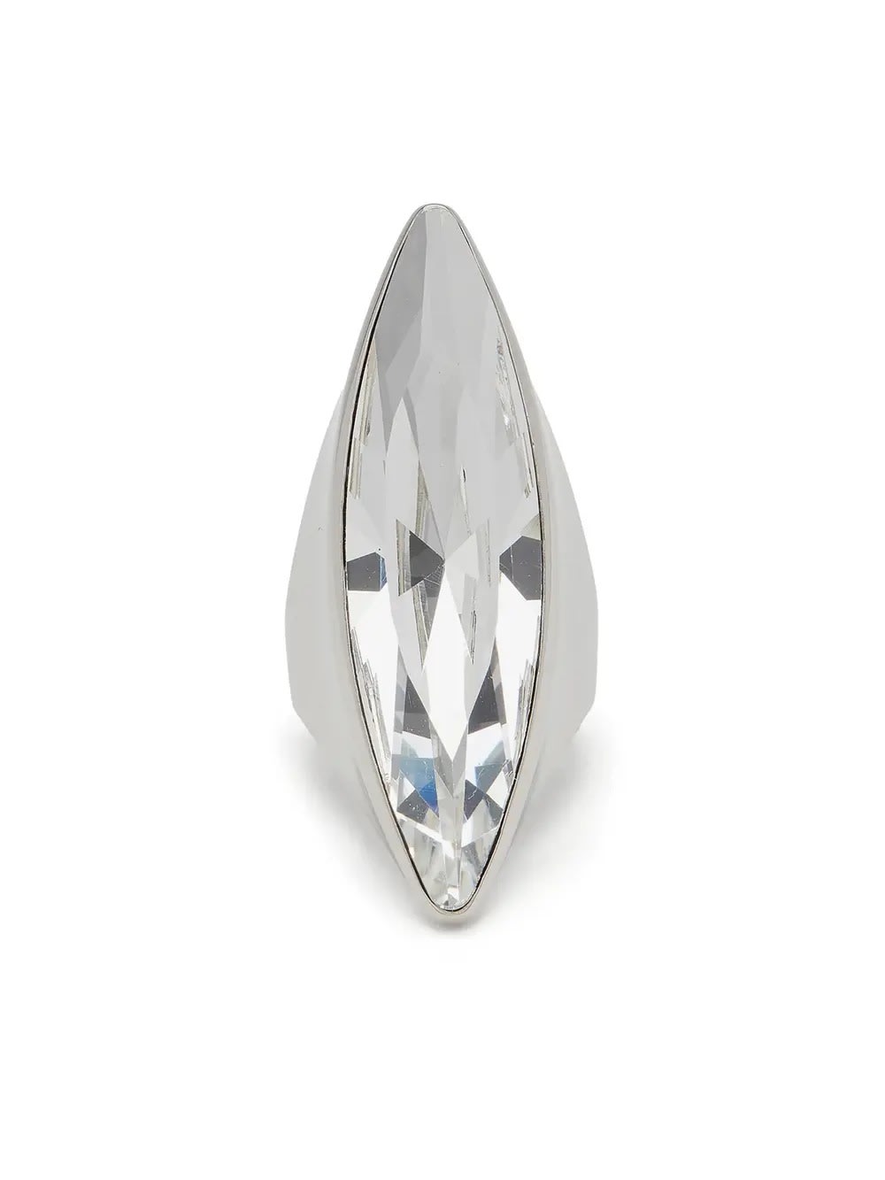 Shop Alexander Mcqueen Antiqued Silver Jewelled Pointed Ring