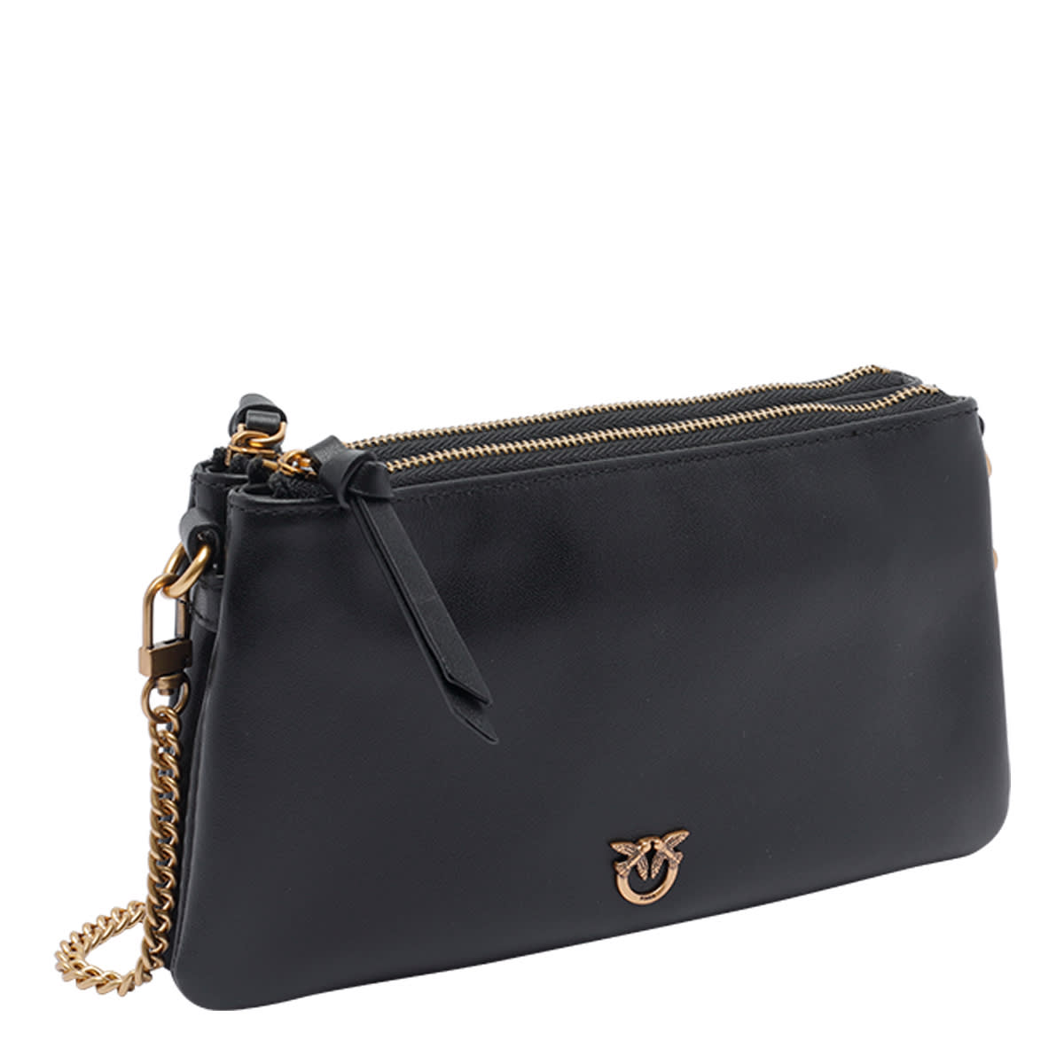 Pinko Shoulder Bag With Chain Strap And Smooth Finish In Black