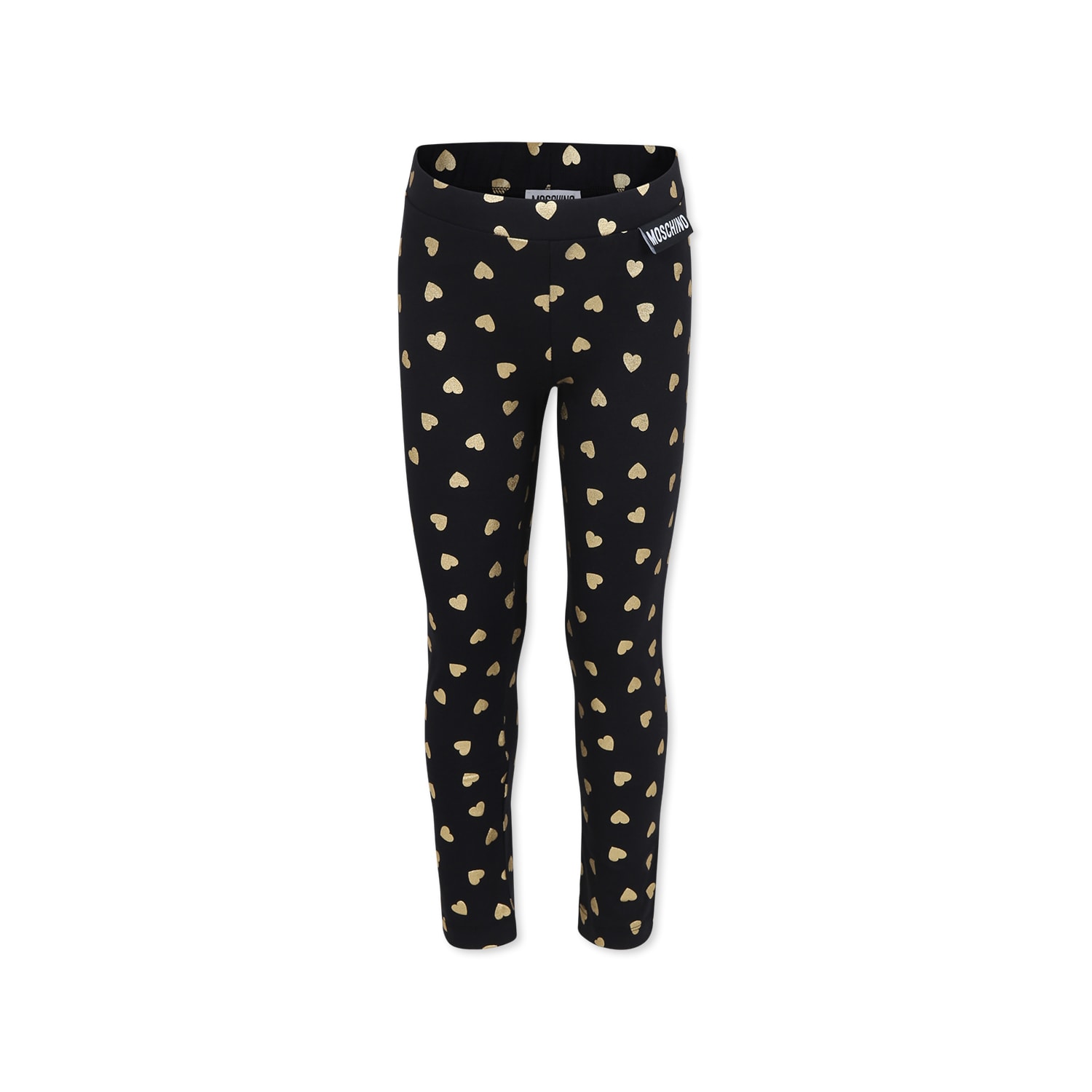 Moschino Kids' Black Leggings For Girl With Hearts